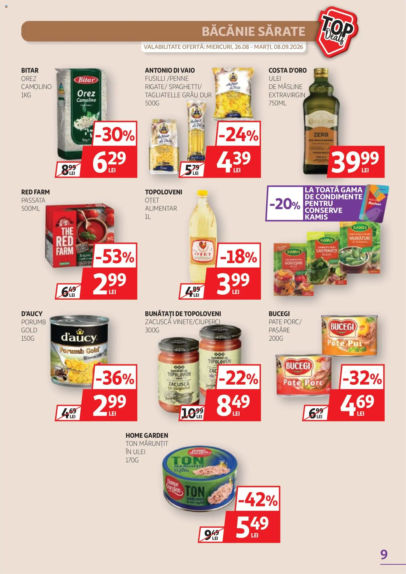 Catalog Auchan 26 August - 7 Septembrie 2026 | Pagina 9 | Produse: Pate, Ulei, Oțet, Zacuscă