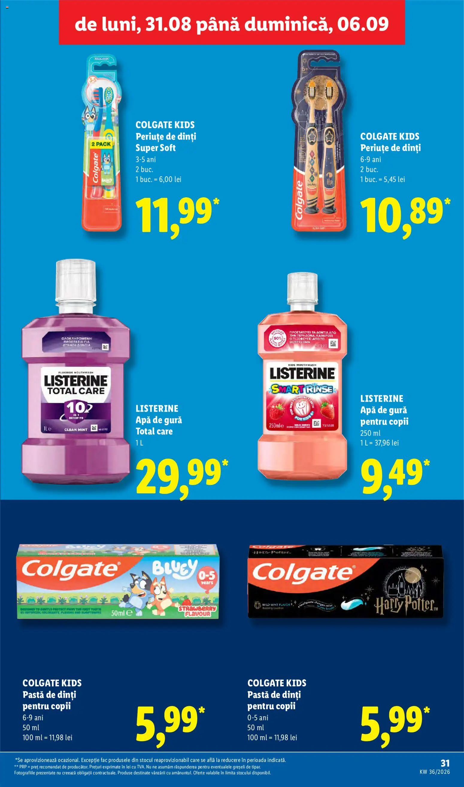 Catalog LIDL 31 August - 5 Septembrie 2026 | Pagina 31 | Produse: Clean, Pastă de dinți, Apă de gură, Apă