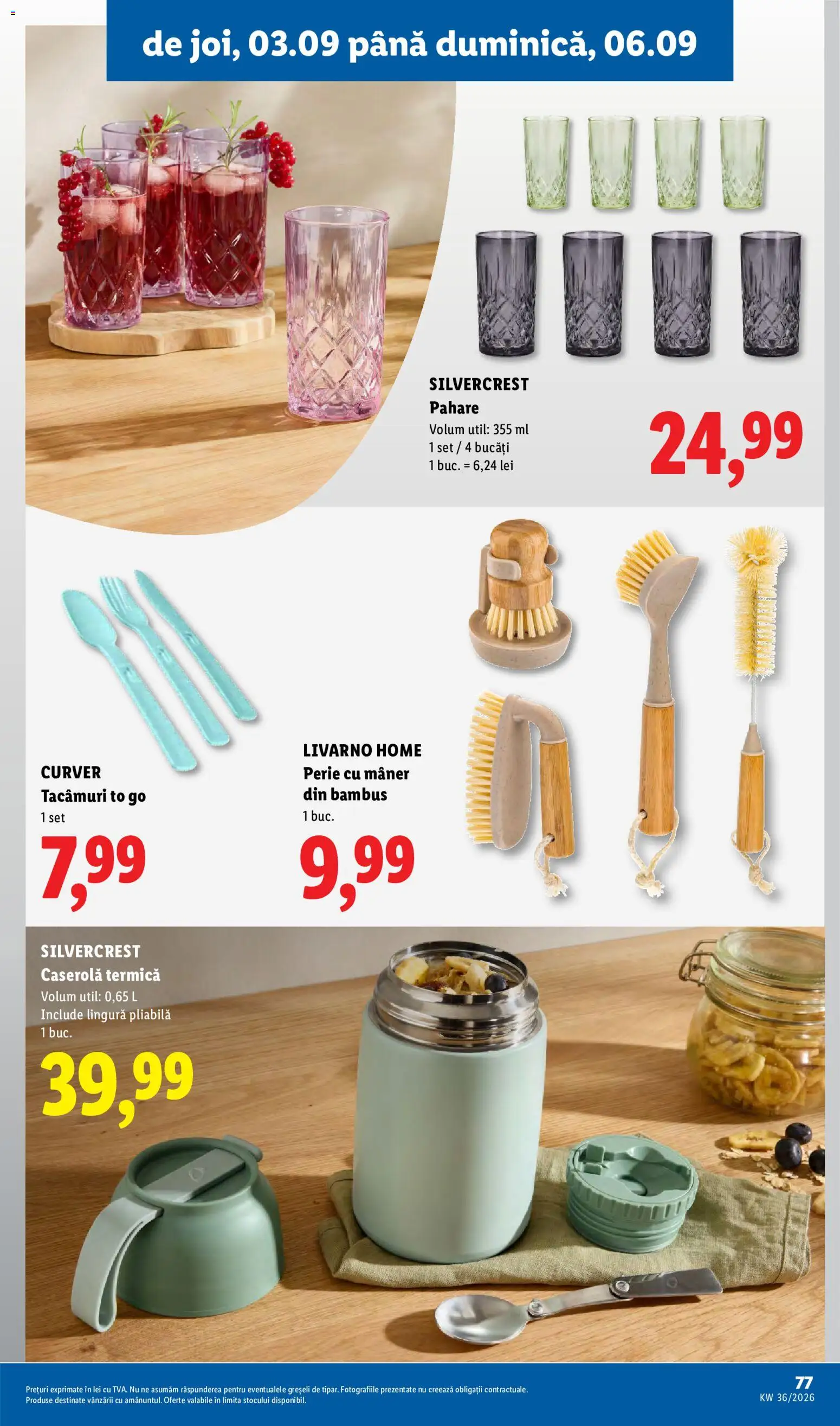 Catalog LIDL 31 August - 5 Septembrie 2026 | Pagina 77 | Produse: Pahare, Caserola, Mâner, Perie