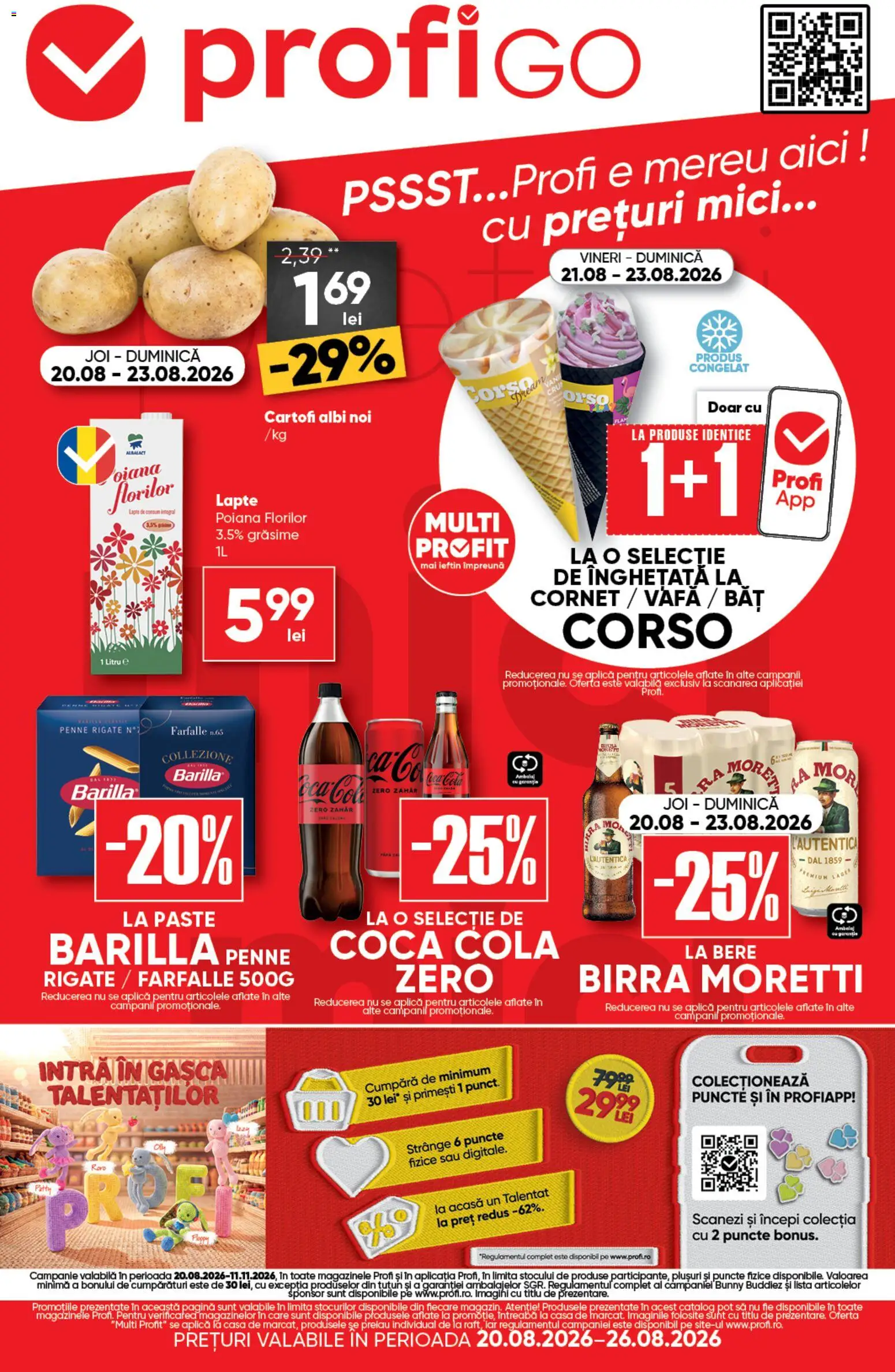 Catalog Profi 20 - 25 August 2026 | Pagina 1 | Produse: Zero, Barilla, Lapte, Bere