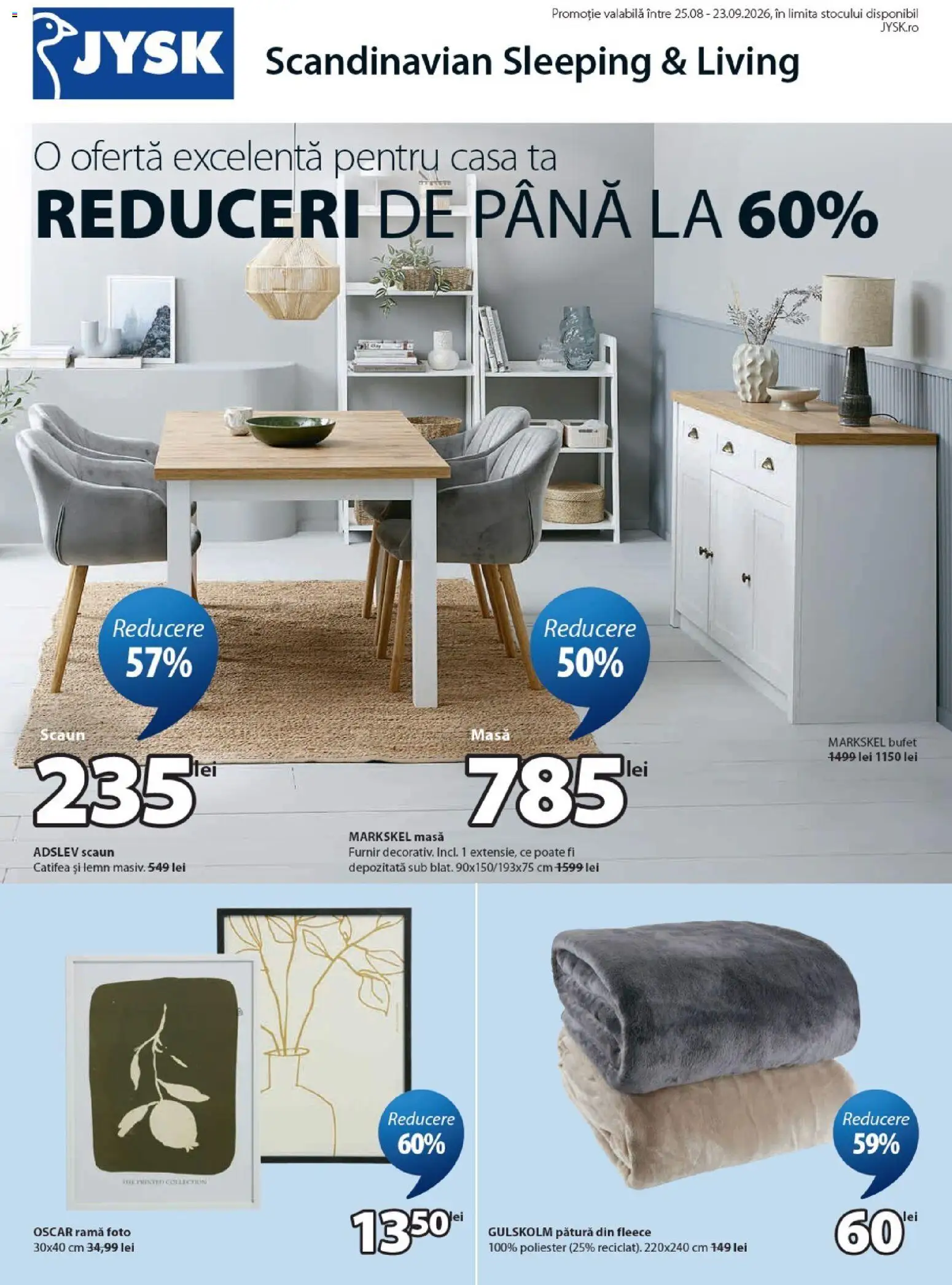 Catalog JYSK 25 August - 22 Septembrie 2026 | Pagina 1 | Produse: Masă, Scaun, Bufet, Rama