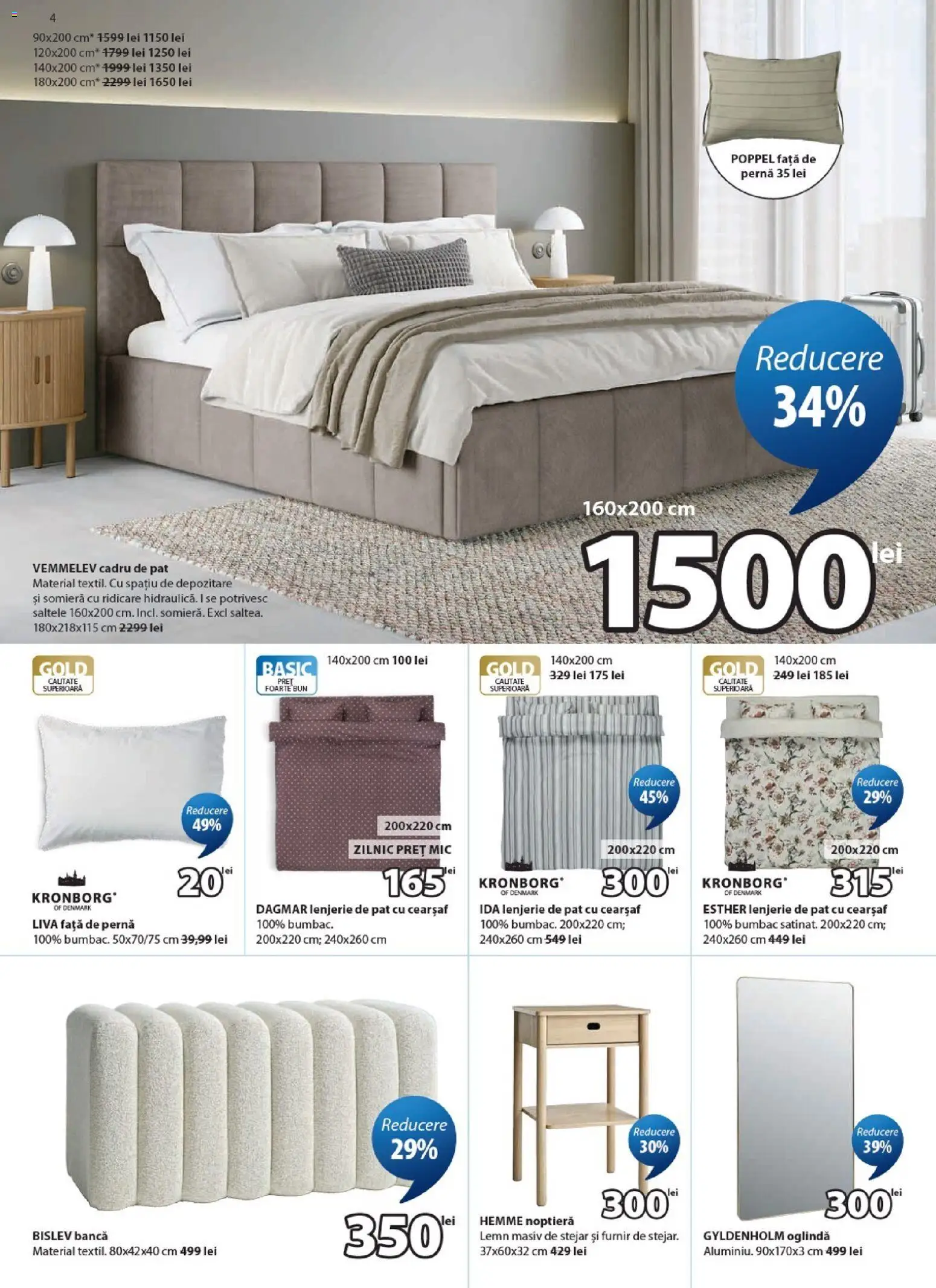 Catalog JYSK 25 August - 22 Septembrie 2026 | Pagina 4 | Produse: Lenjerie de pat, Noptieră, Oglindă, Față de pernă