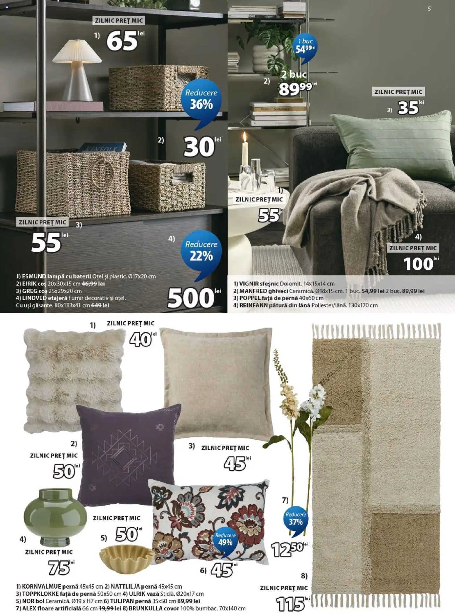 Catalog JYSK 25 August - 22 Septembrie 2026 | Pagina 5 | Produse: Vase, Pernă, Pătură, Etajeră