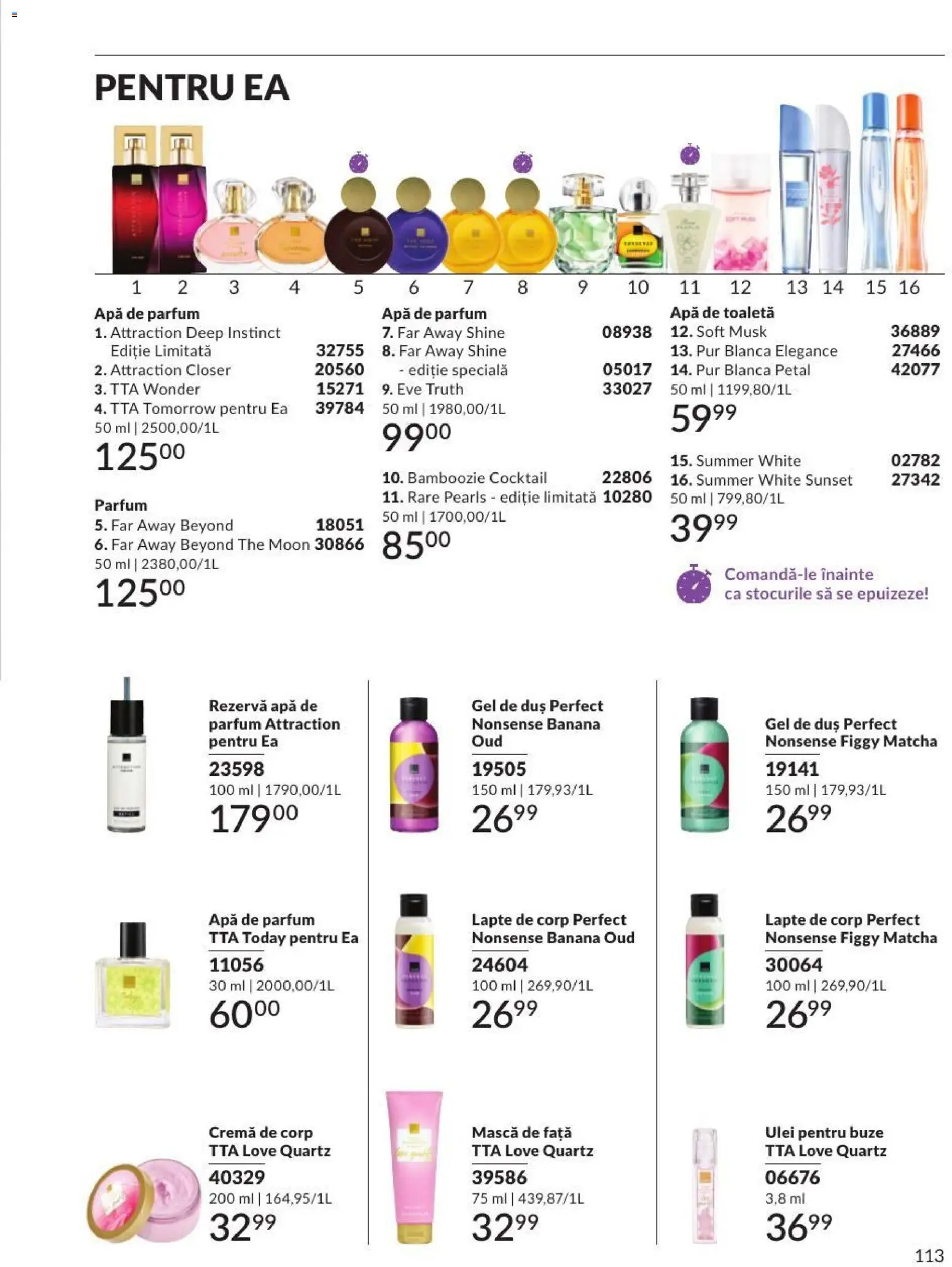 Catalog Avon 1 - 29 Septembrie 2026 | Pagina 113 | Produse: Toaletă, Parfum, Cremă de corp, Gel de duș