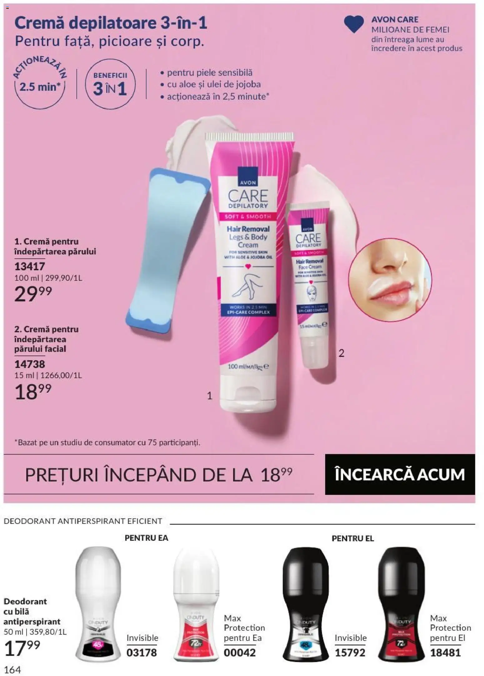 Catalog Avon 1 - 29 Septembrie 2026 | Pagina 164 | Produse: Body, Cremă, Deodorant, Cremă depilatoare