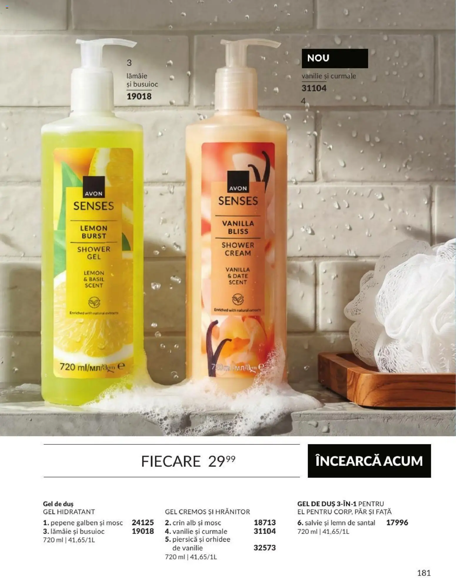 Catalog Avon 1 - 29 Septembrie 2026 | Pagina 181 | Produse: Piersică, Orhidee, Gel de duș, Lămâie