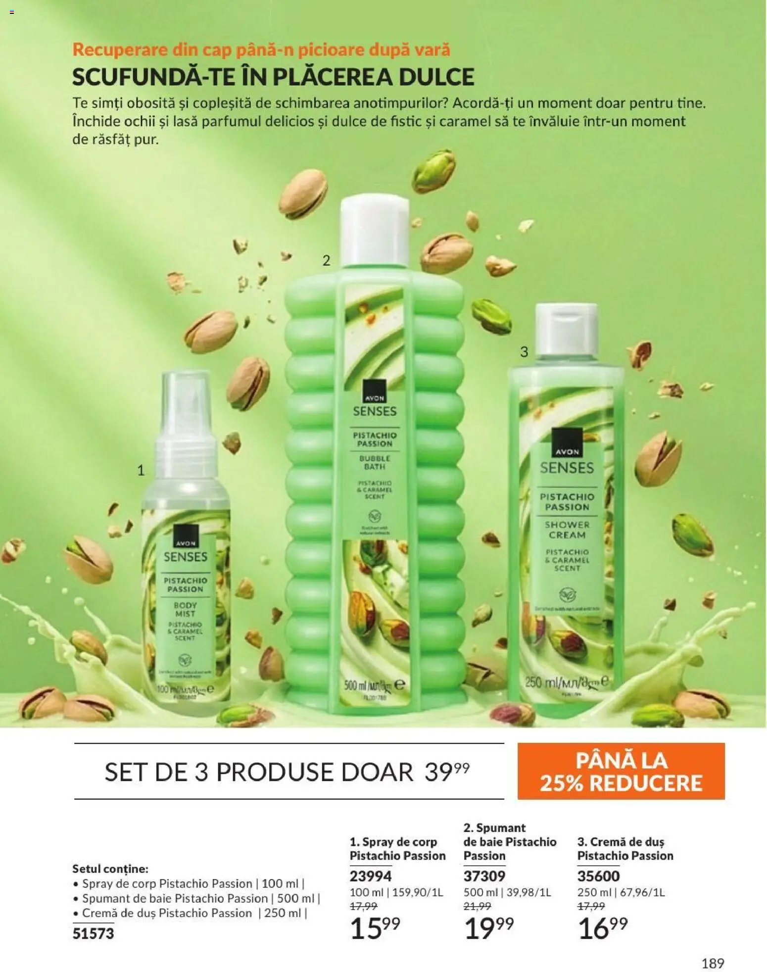 Catalog Avon 1 - 29 Septembrie 2026 | Pagina 189 | Produse: Body, Cremă, Fistic, Spumant de baie