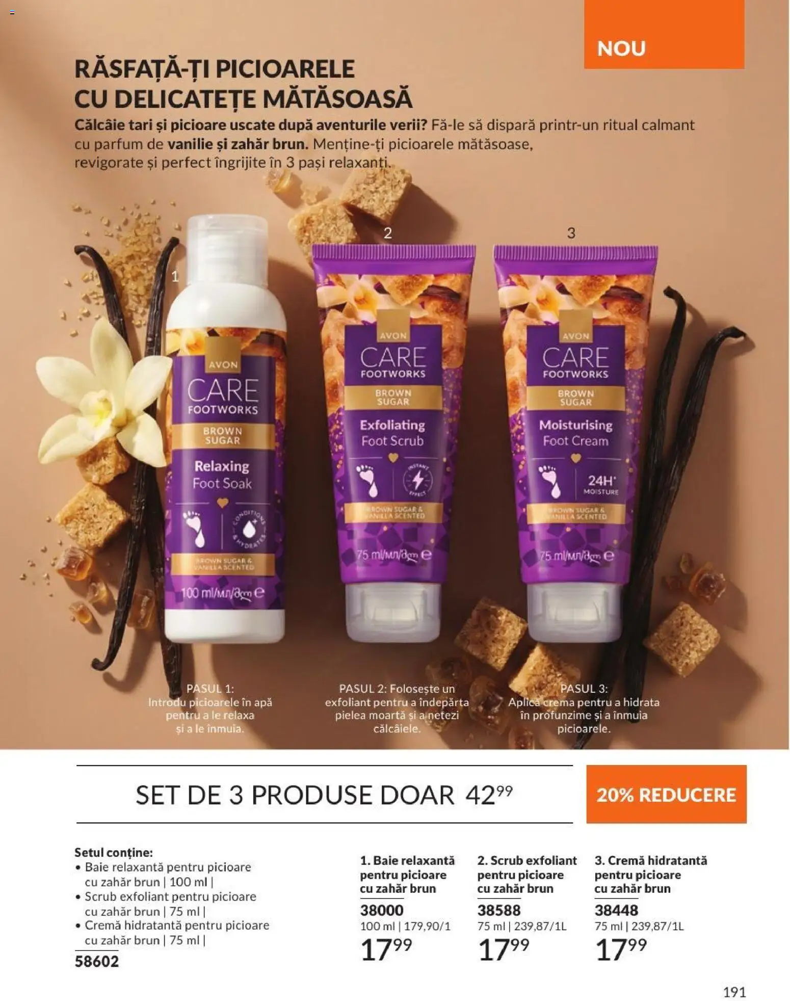 Catalog Avon 1 - 29 Septembrie 2026 | Pagina 191 | Produse: Scrub, Cremă hidratantă, Apă, Zahăr
