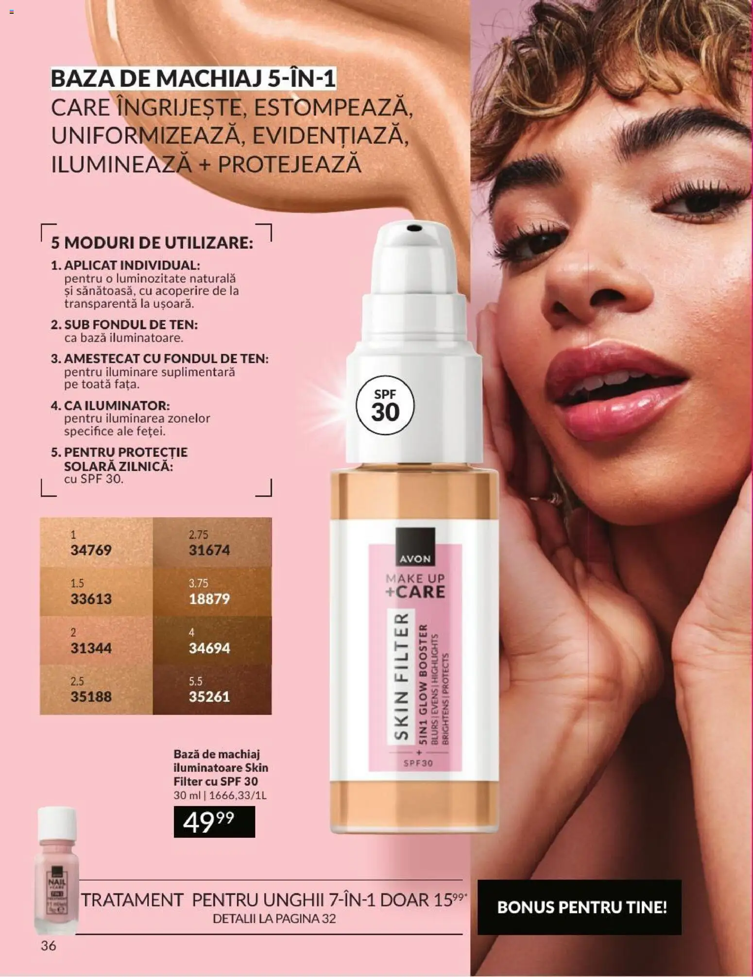 Catalog Avon 1 - 29 Septembrie 2026 | Pagina 36 | Produse: Bază de machiaj, Solara, Machiaj, Protecție solară