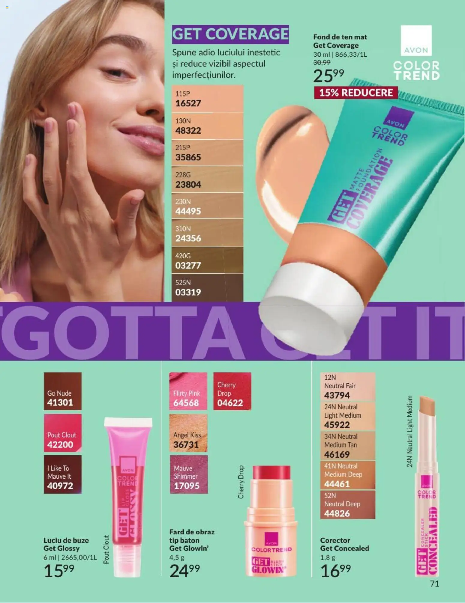 Catalog Avon 1 - 29 Septembrie 2026 | Pagina 71 | Produse: Fond de ten, Concealer, Luciu de buze, Tip
