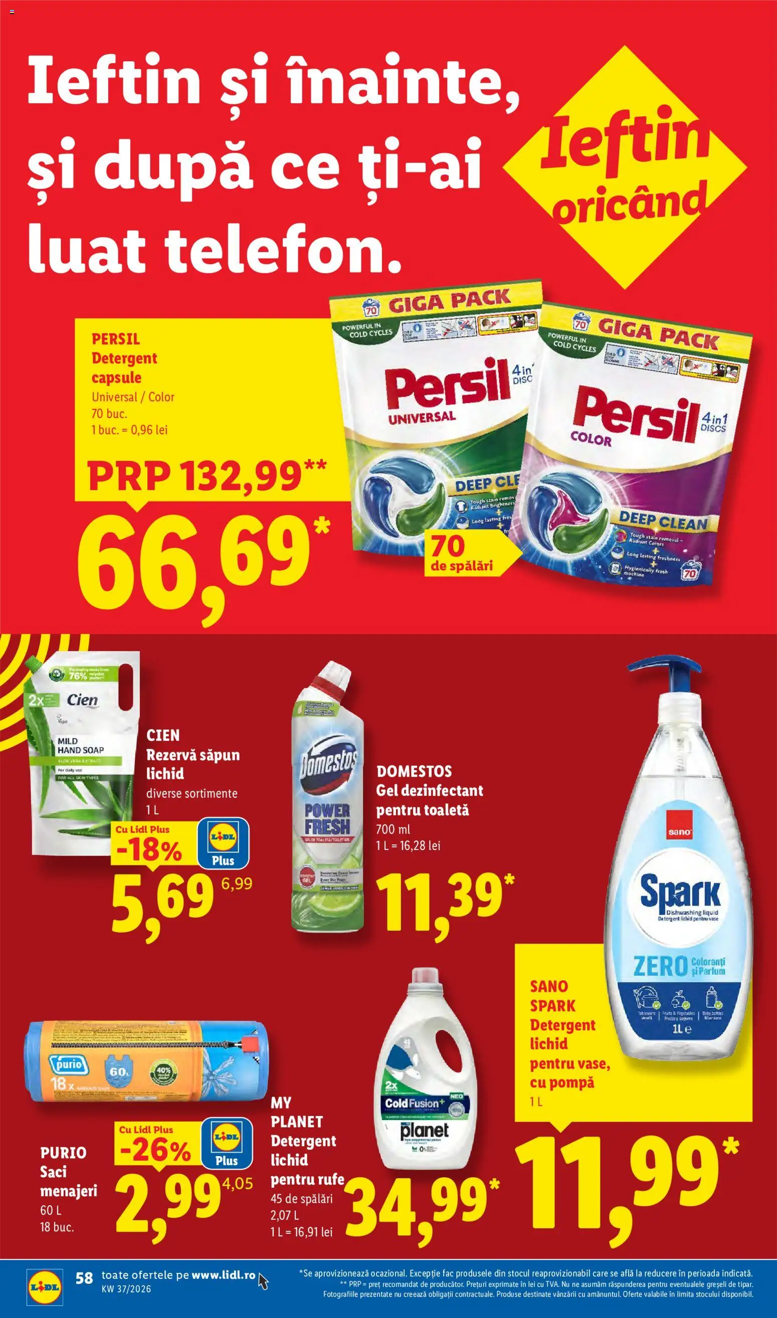 Catalog LIDL 7 - 12 Septembrie 2026 | Pagina 58 | Produse: Cien, Săpun lichid, Gel dezinfectant, Dezinfectant