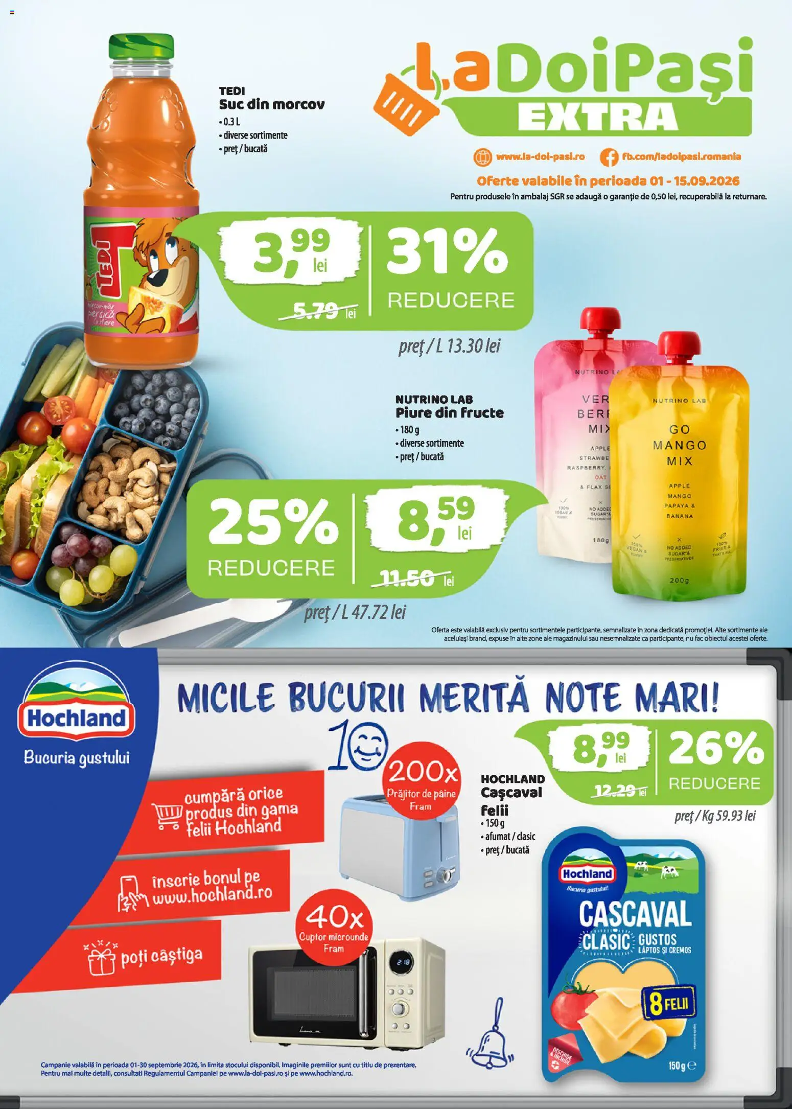 Catalog LaDoiPași 1 - 14 Septembrie 2026 | Pagina 1 | Produse: Cașcaval, Suc, Papaya, Fructe