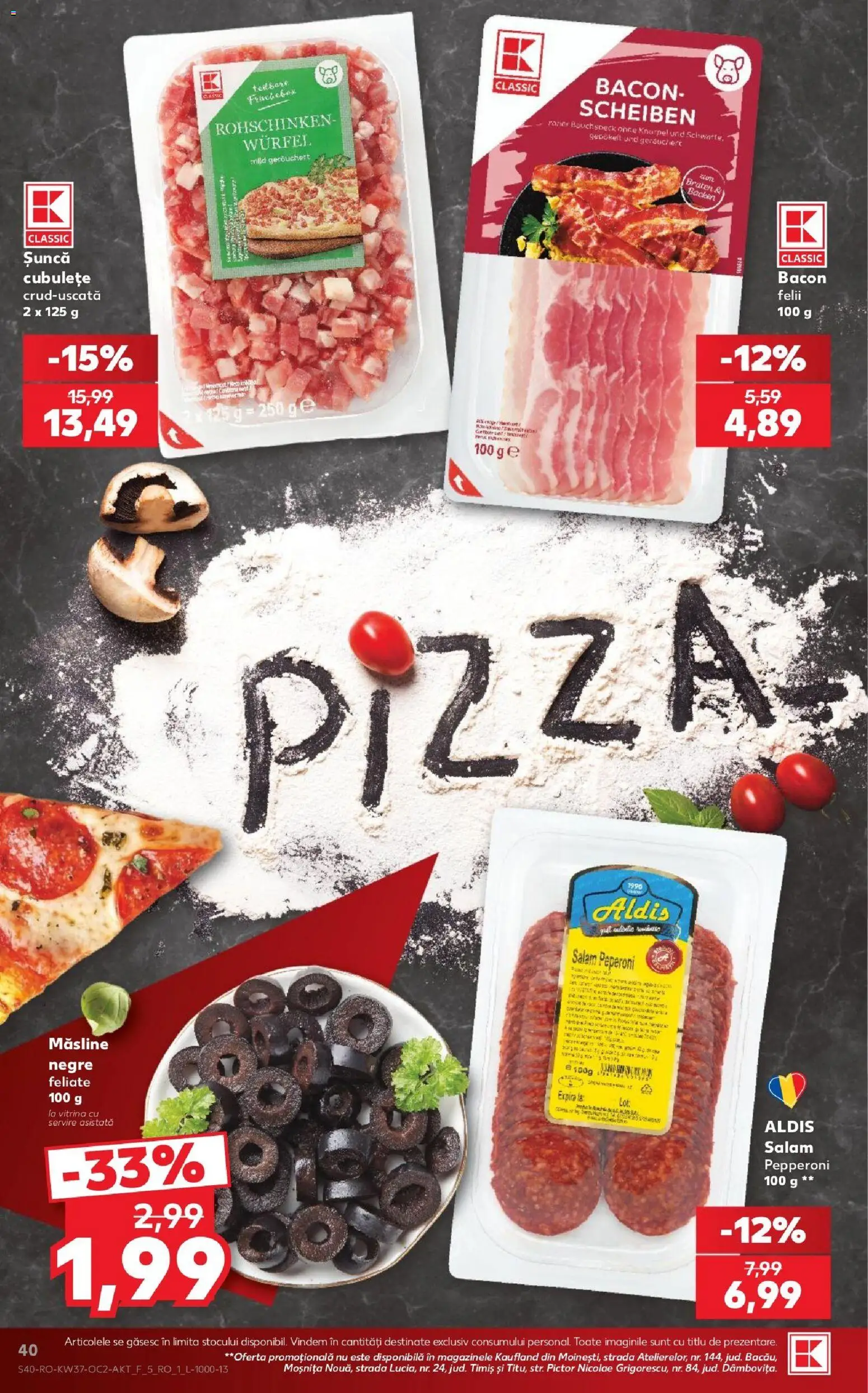 Catalog Kaufland 9 - 14 Septembrie 2026 | Pagina 40 | Produse: Măsline, Bacon, Salam, Pizza