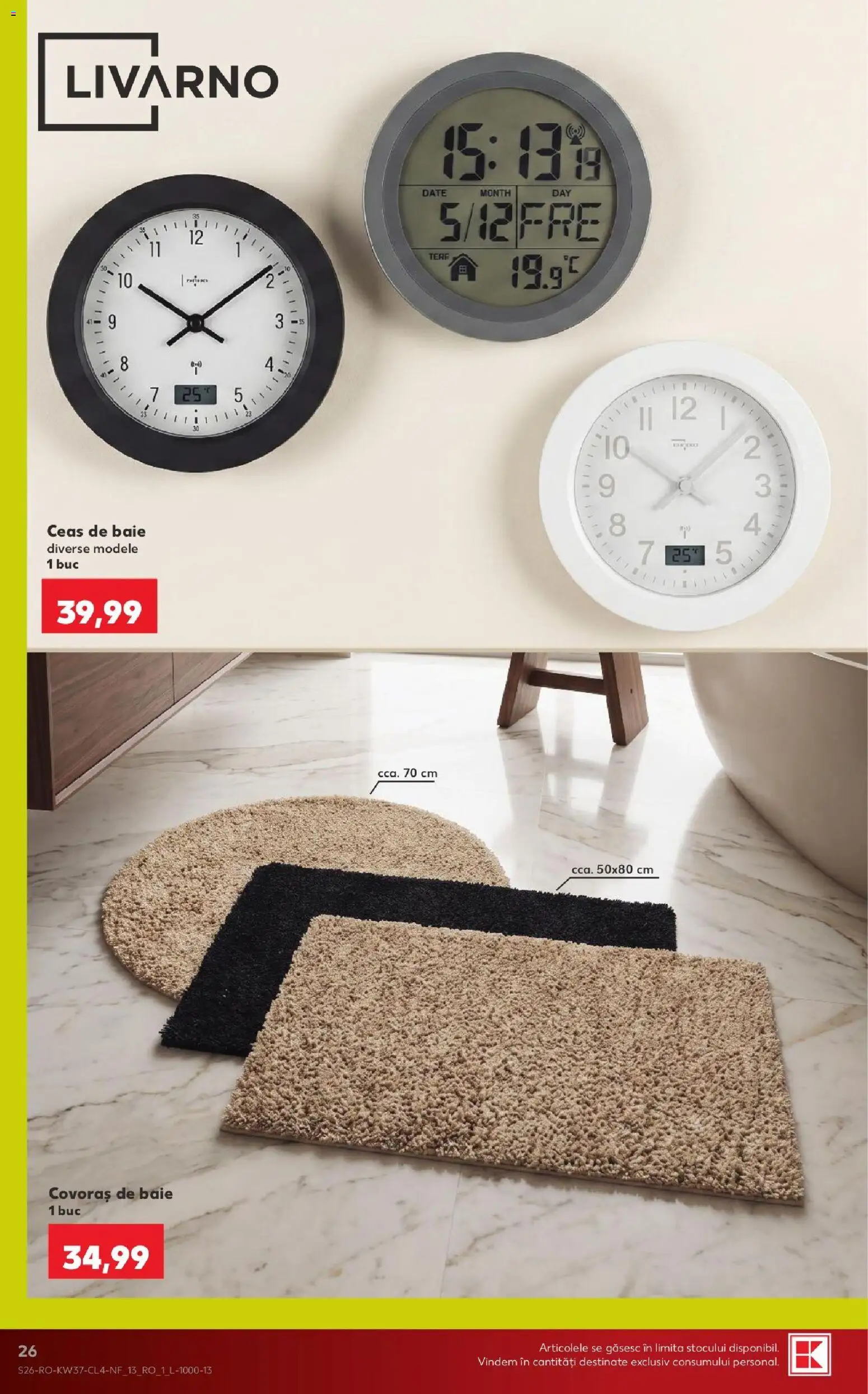 Catalog Kaufland 9 - 14 Septembrie 2026 | Pagina 26 | Produse: Ceas, Covoraș de baie