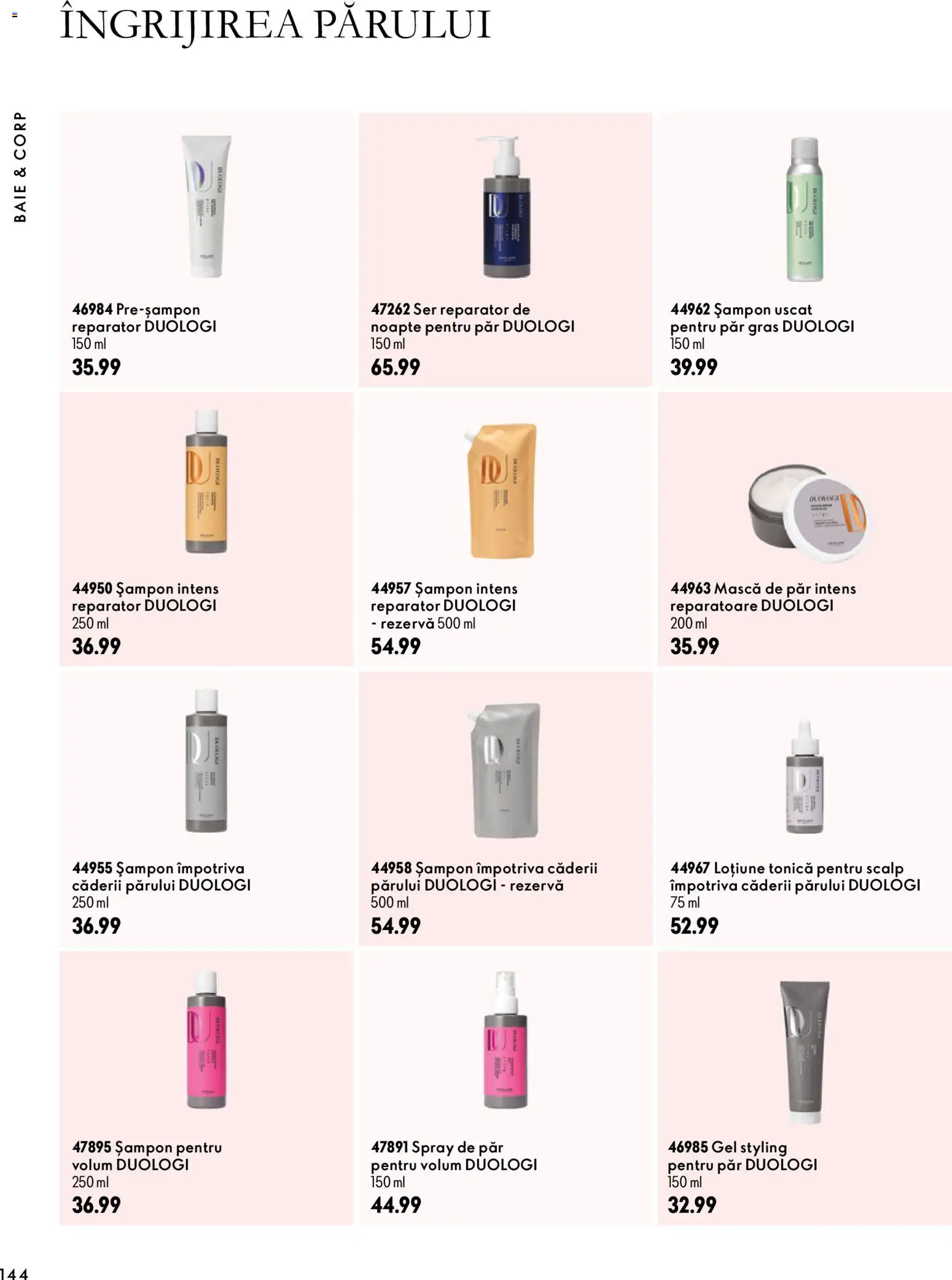 Catalog Oriflame 30 Septembrie - 9 Noiembrie 2026 | Pagina 144 | Produse: Loțiune tonică, Șampon, Spray de păr, Șampon uscat