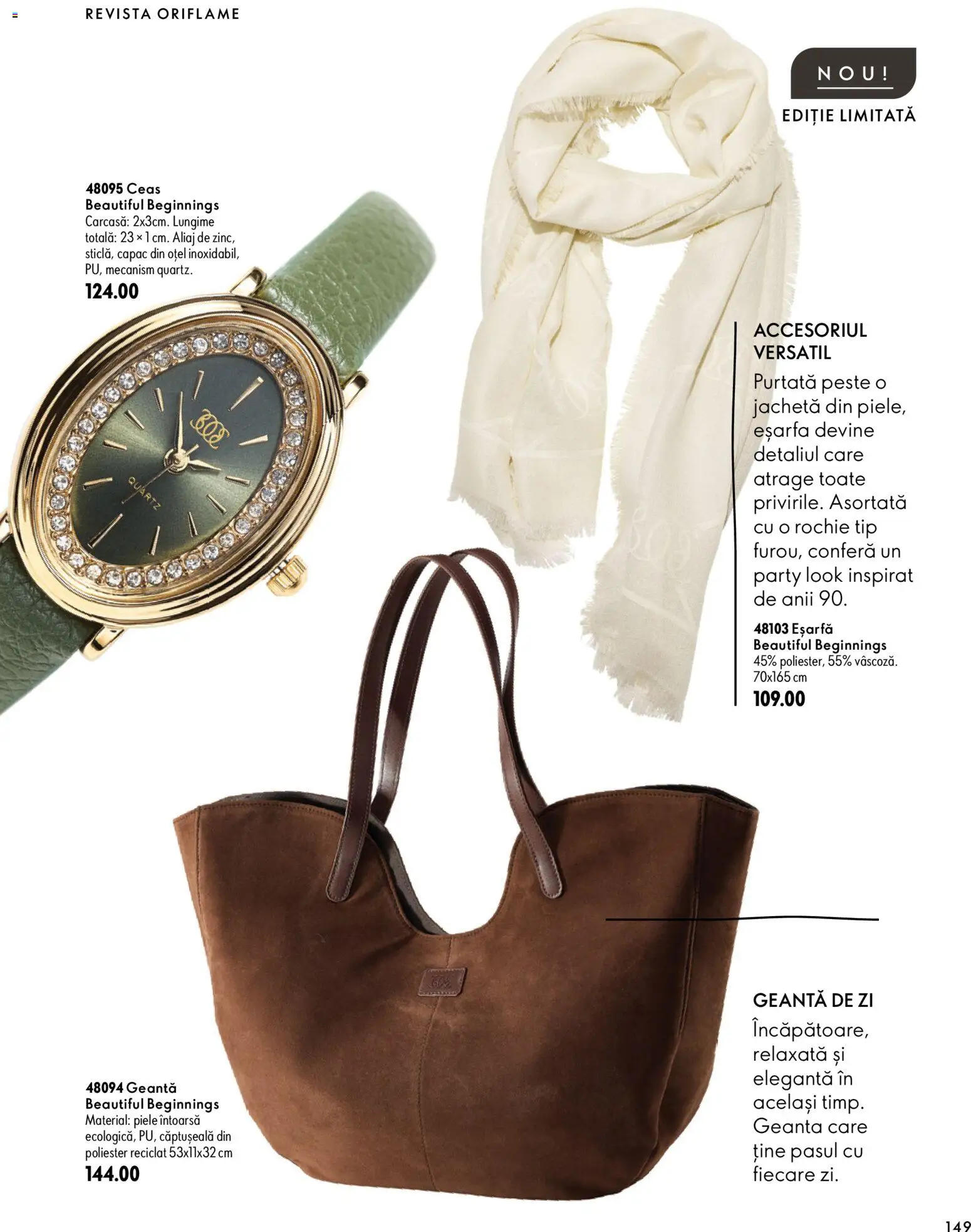 Catalog Oriflame 30 Septembrie - 9 Noiembrie 2026 | Pagina 149 | Produse: Eșarfă, Rochie, Geantă, Jachetă