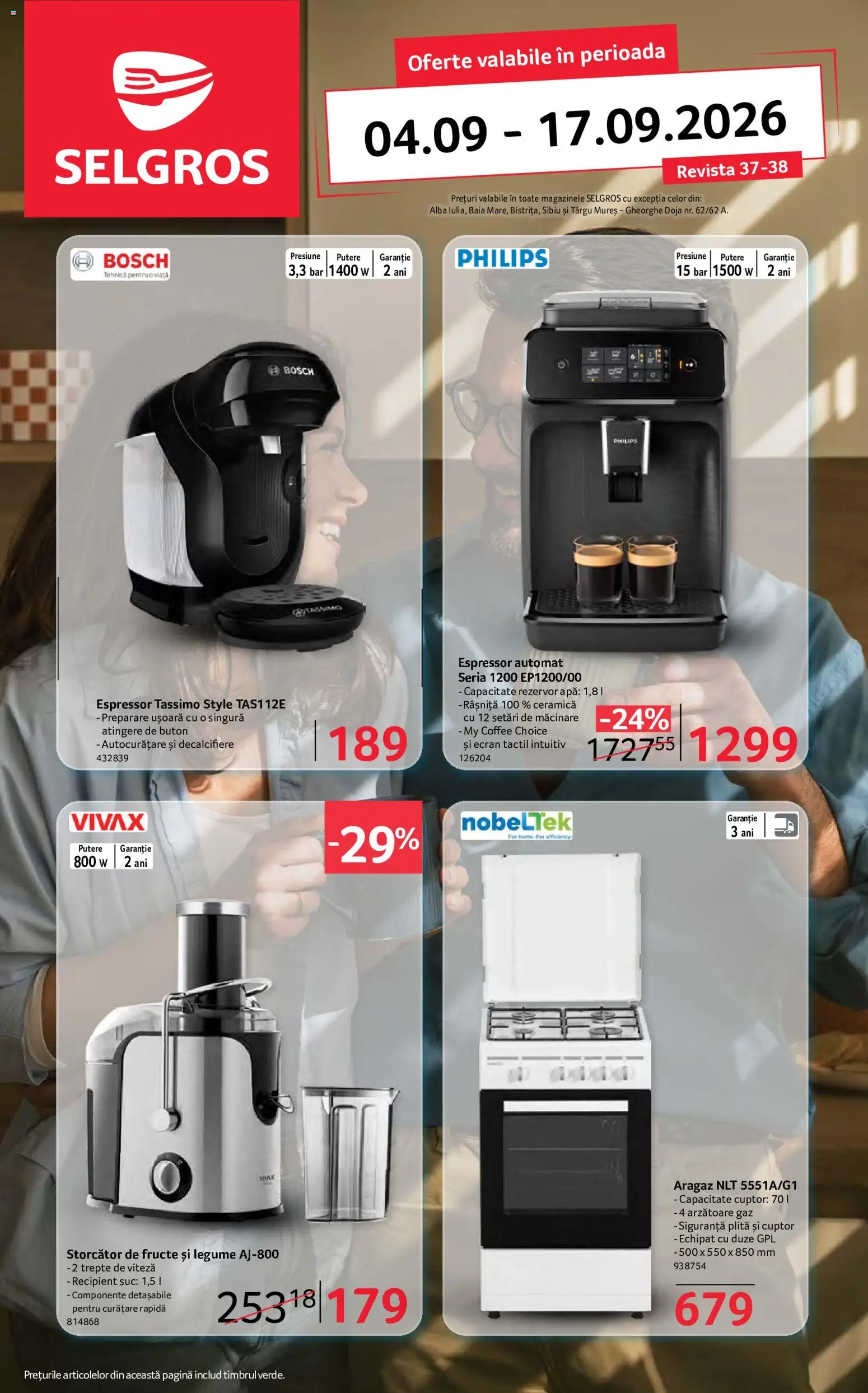 Catalog Selgros 4 - 16 Septembrie 2026 | Pagina 1 | Produse: Espressor, Philips, Aragaz, Fructe