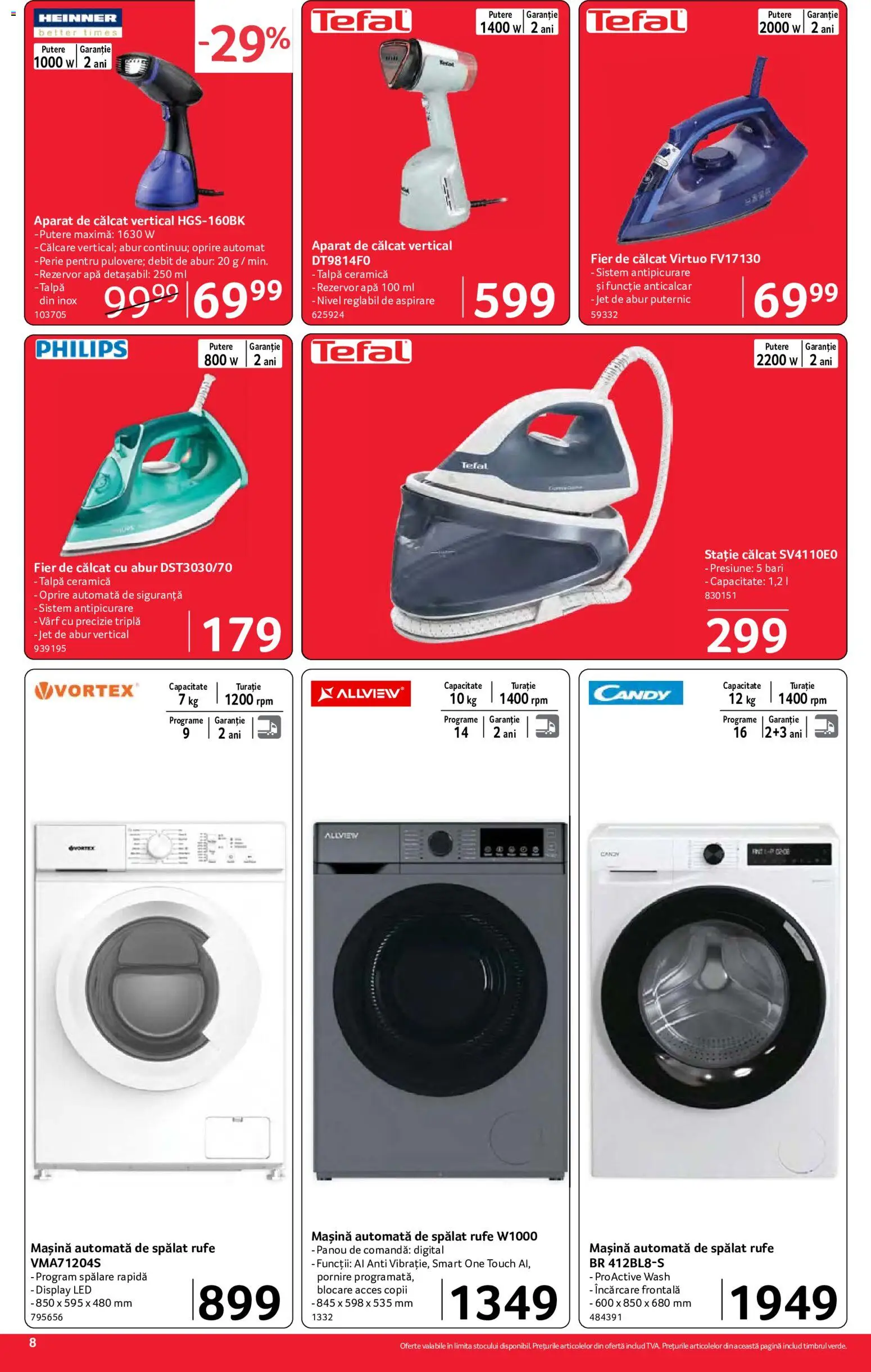Catalog Selgros 4 - 16 Septembrie 2026 | Pagina 8 | Produse: Aparat de călcat, Fier de călcat, Perie, Apă