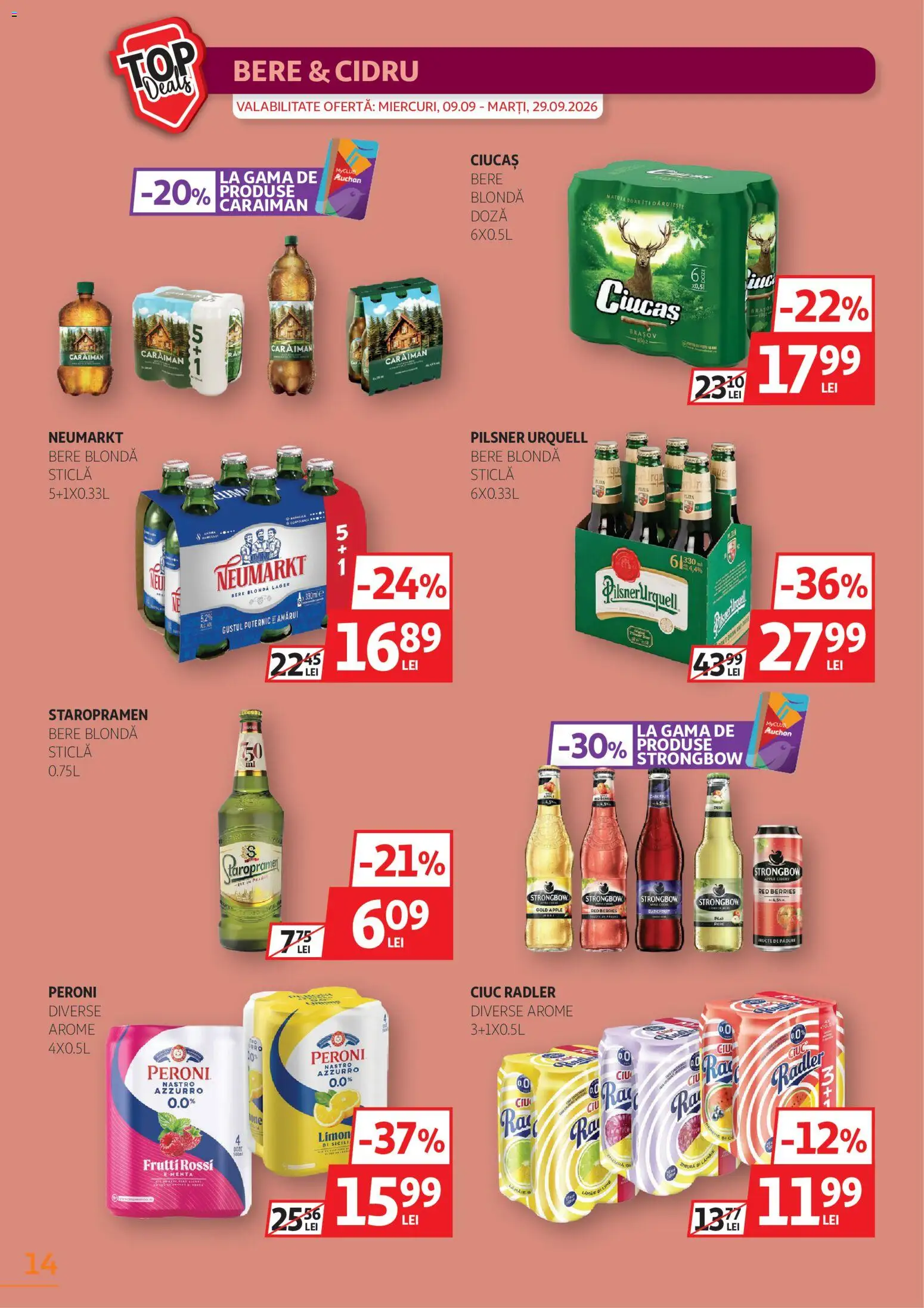 Catalog Auchan 9 - 28 Septembrie 2026 | Pagina 14 | Produse: Staropramen, Fructe de pădure, Apple, Bere