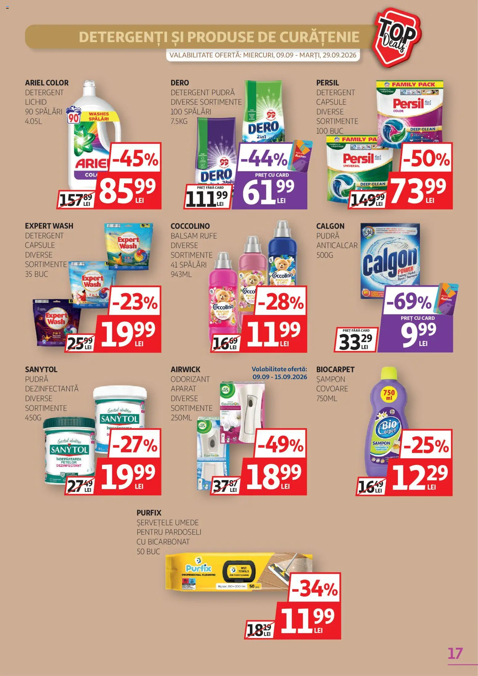 Catalog Auchan 9 - 28 Septembrie 2026 | Pagina 17 | Produse: Clean, Produse de curatenie, Șampon, Dezinfectant