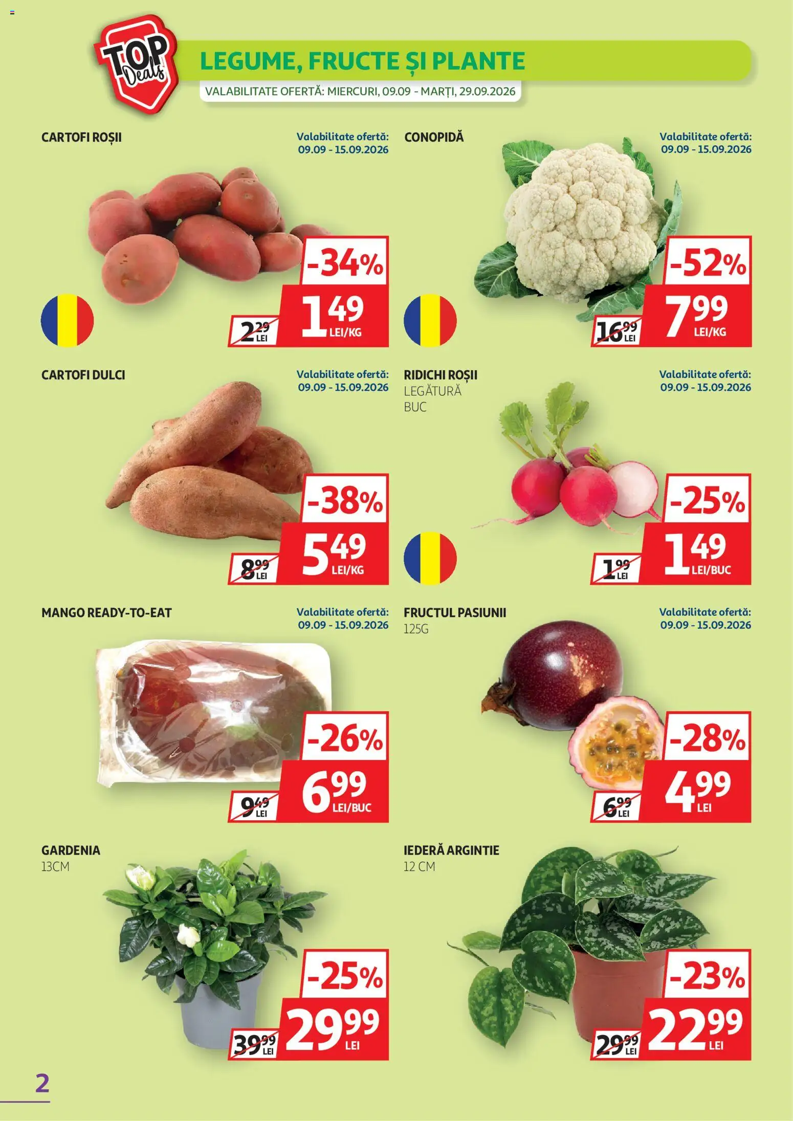 Catalog Auchan 9 - 28 Septembrie 2026 | Pagina 2 | Produse: Roșii, Ridichi, Fructe, Mango