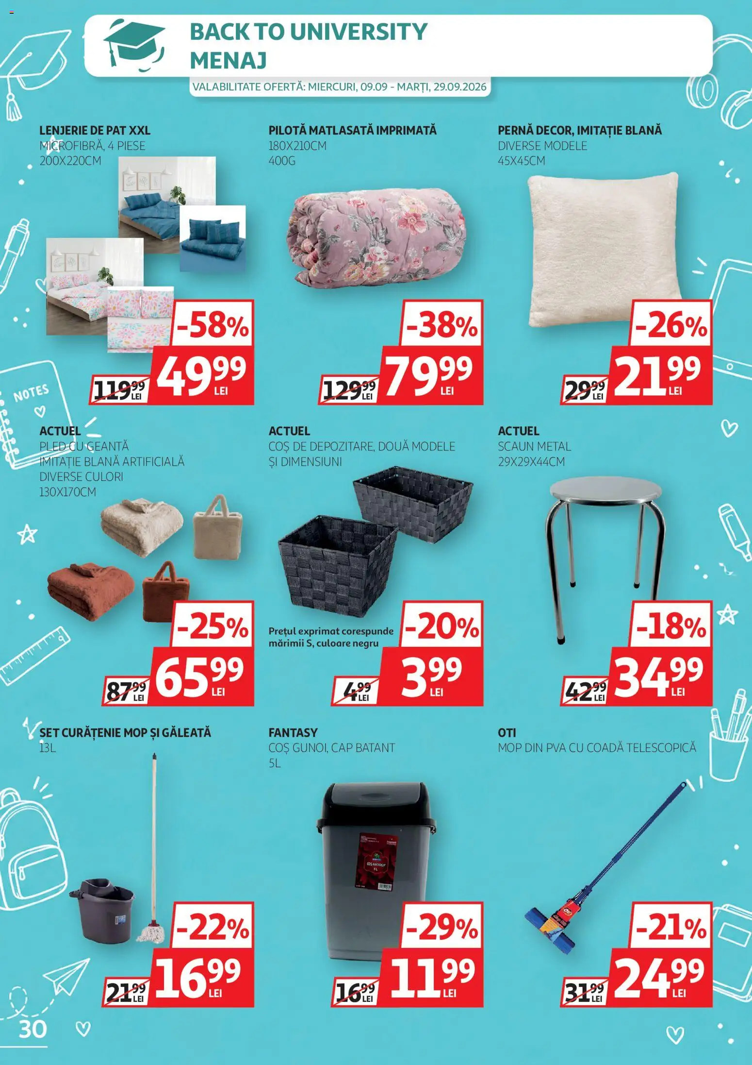 Catalog Auchan 9 - 28 Septembrie 2026 | Pagina 30 | Produse: Mop, Pat, Lenjerie de pat, Pernă