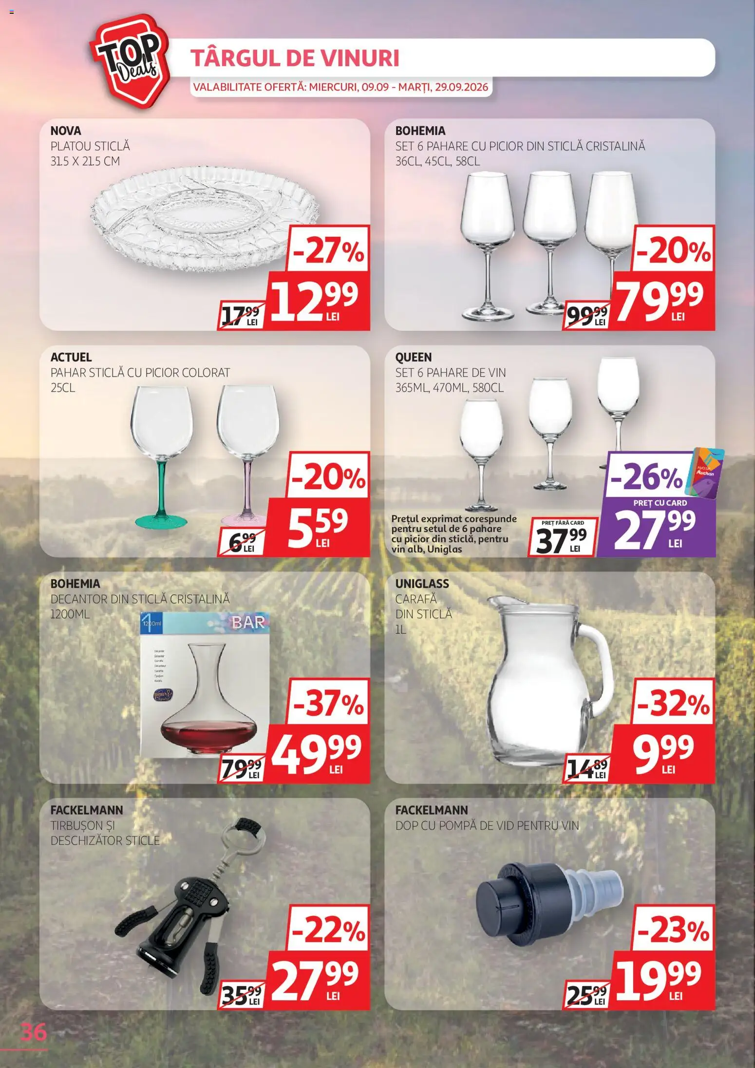 Catalog Auchan 9 - 28 Septembrie 2026 | Pagina 36 | Produse: Pahare, Carafă, Vin