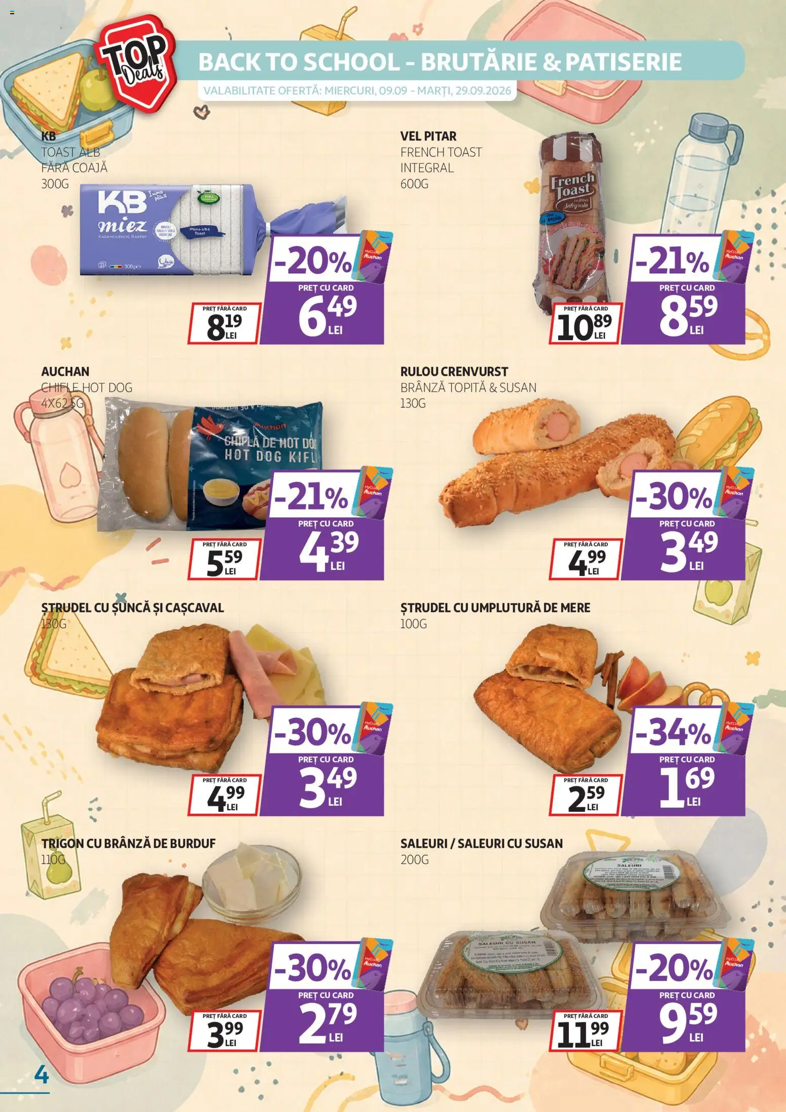 Catalog Auchan 9 - 28 Septembrie 2026 | Pagina 4 | Produse: Branza de burduf, Cașcaval, Ștrudel, Șuncă