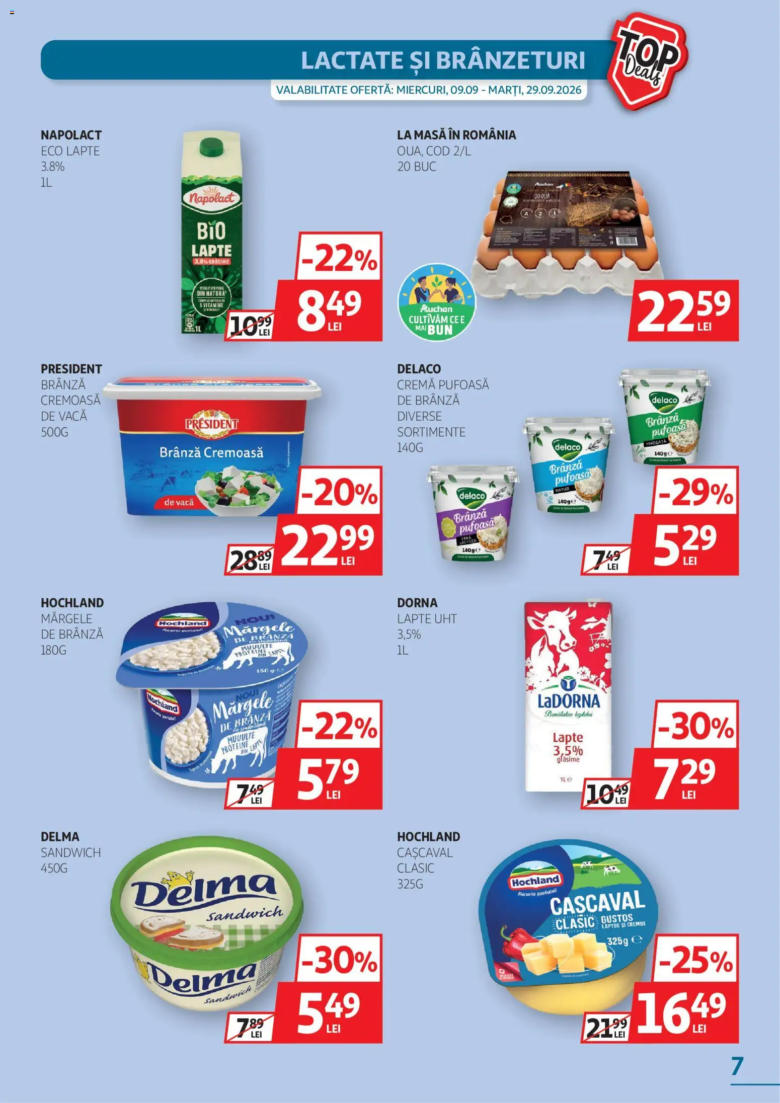 Catalog Auchan 9 - 28 Septembrie 2026 | Pagina 7 | Produse: Cașcaval, Brânză, Cremă, Ouă