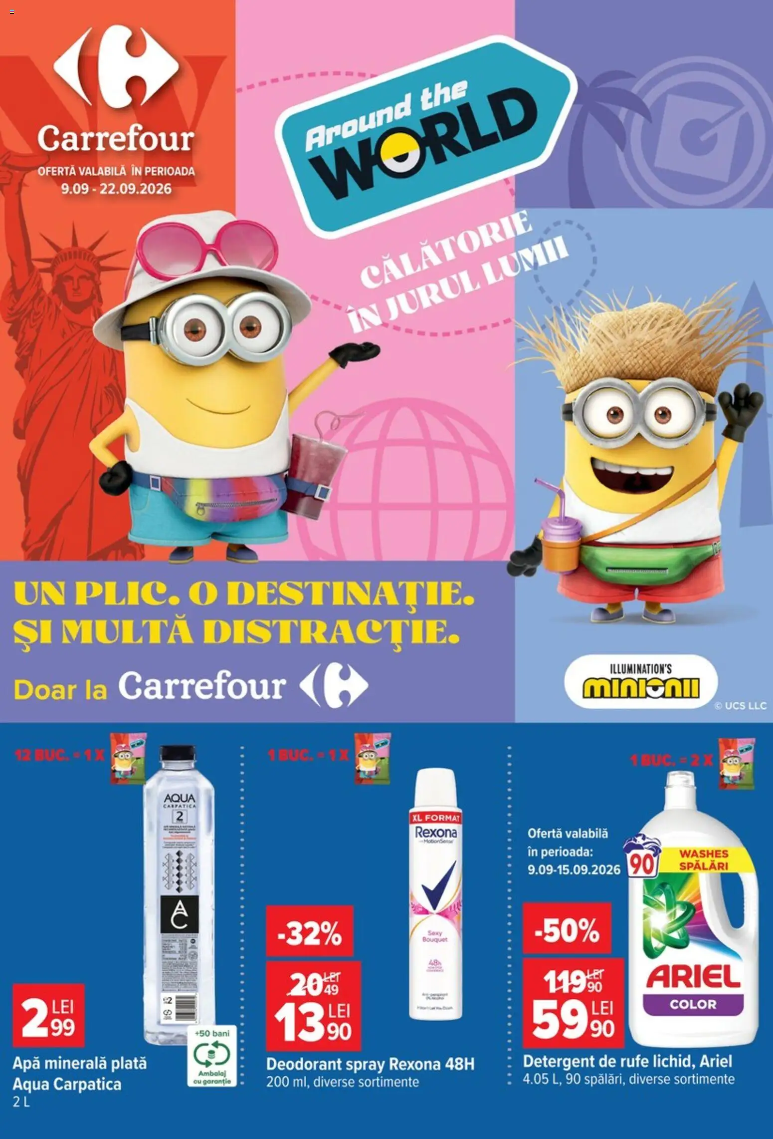 Catalog Carrefour 9 - 21 Septembrie 2026 | Pagina 1 | Produse: Rexona, Apa minerala, Aqua Carpatica, Apă