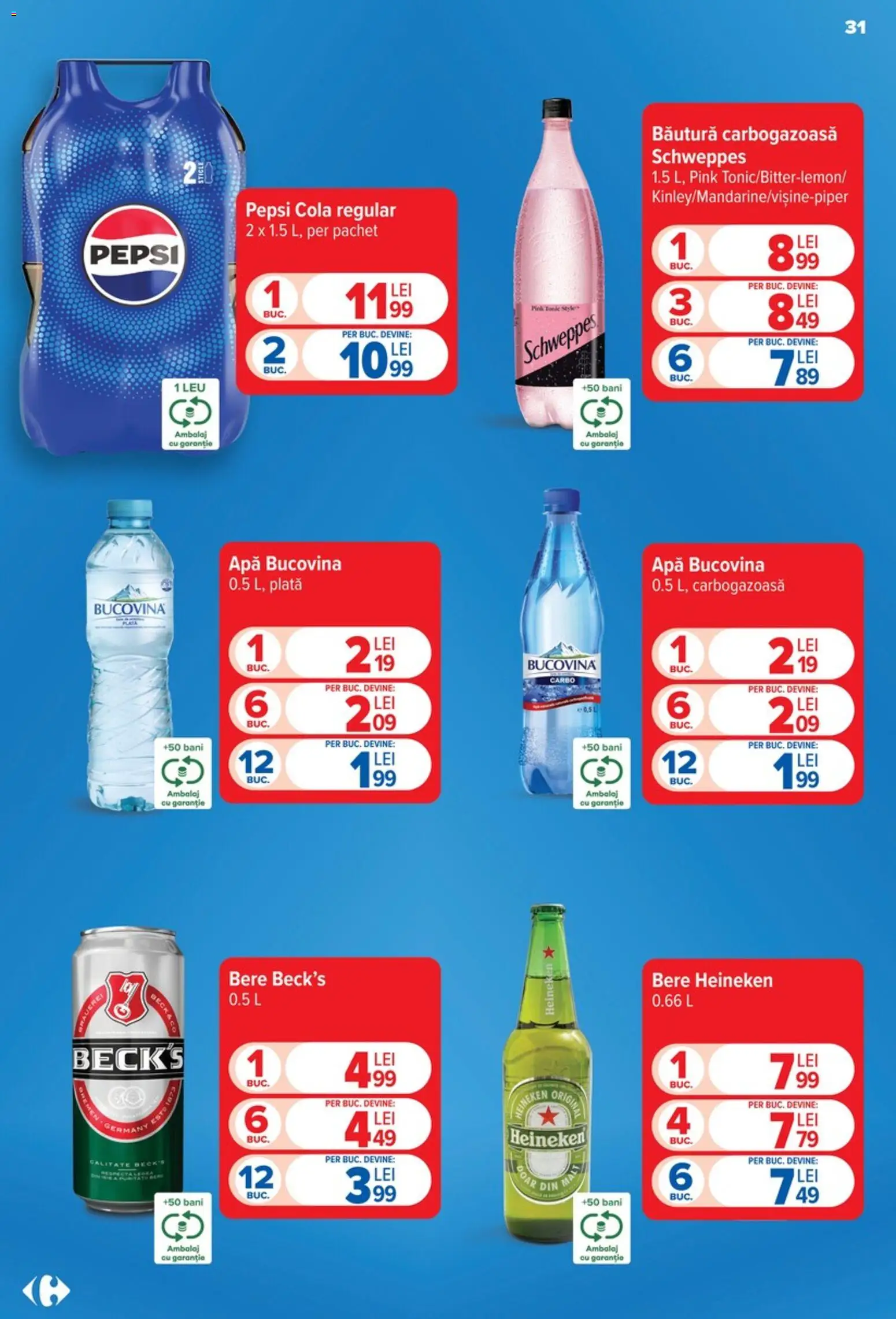 Catalog Carrefour 9 - 21 Septembrie 2026 | Pagina 31 | Produse: Schweppes, Pepsi, Bere, Apă