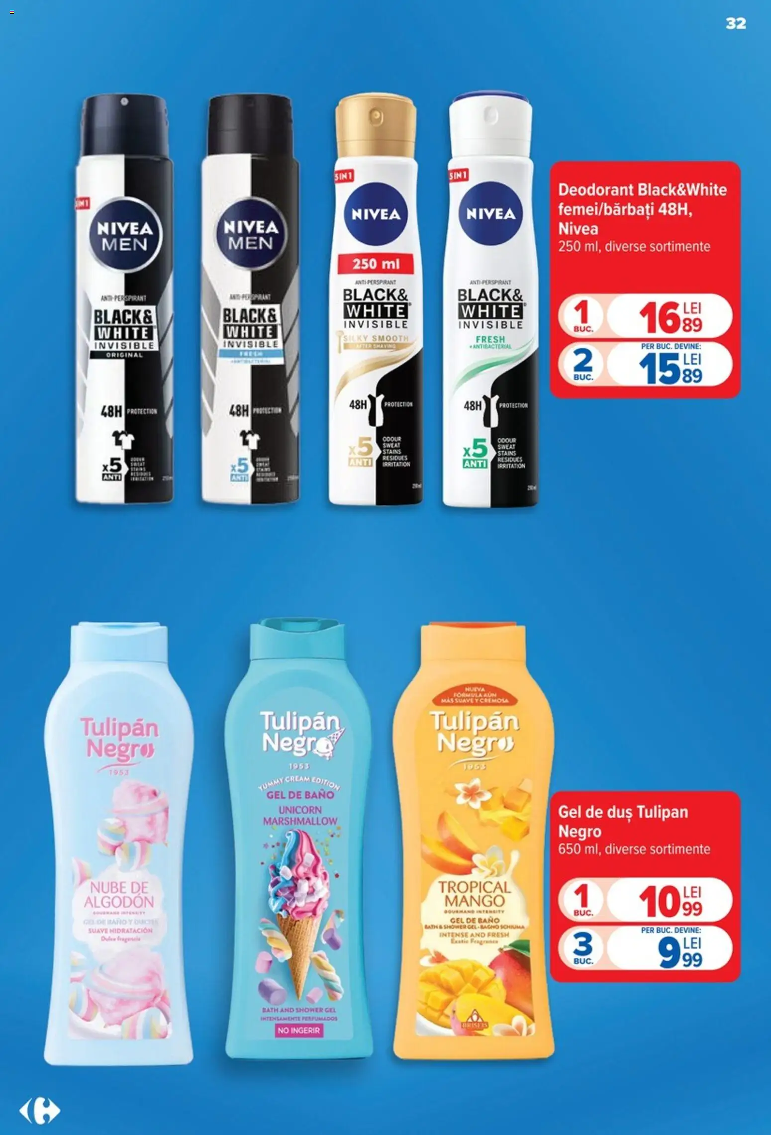 Catalog Carrefour 9 - 21 Septembrie 2026 | Pagina 32 | Produse: Duș, Deodorant, Intense, Unicorn