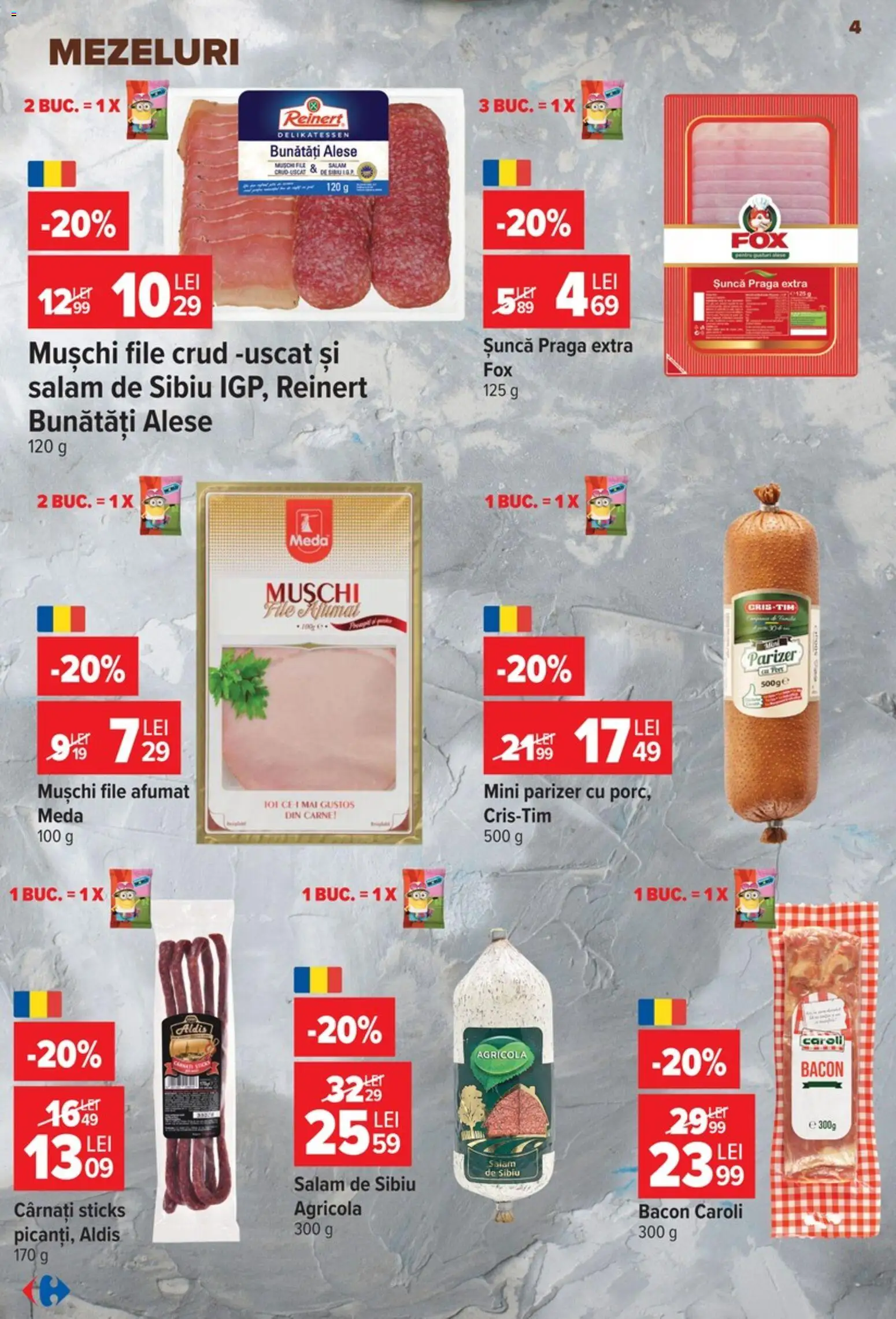 Catalog Carrefour 9 - 21 Septembrie 2026 | Pagina 4 | Produse: Carnati sticks, Salam, Parizer, Cârnați