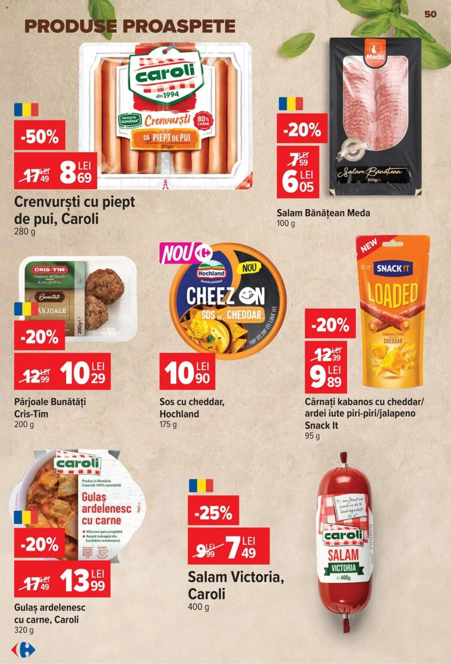 Catalog Carrefour 9 - 21 Septembrie 2026 | Pagina 50 | Produse: Crenvurști, Salam, Mâncare gata, Cârnați