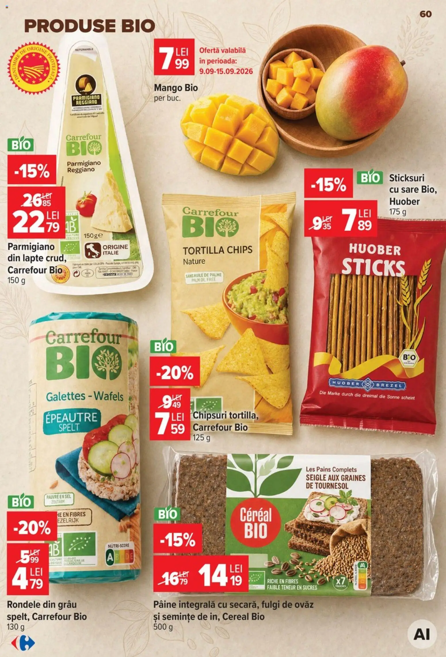 Catalog Carrefour 9 - 21 Septembrie 2026 | Pagina 60 | Produse: Sticksuri, Semințe, Pâine, Fulgi