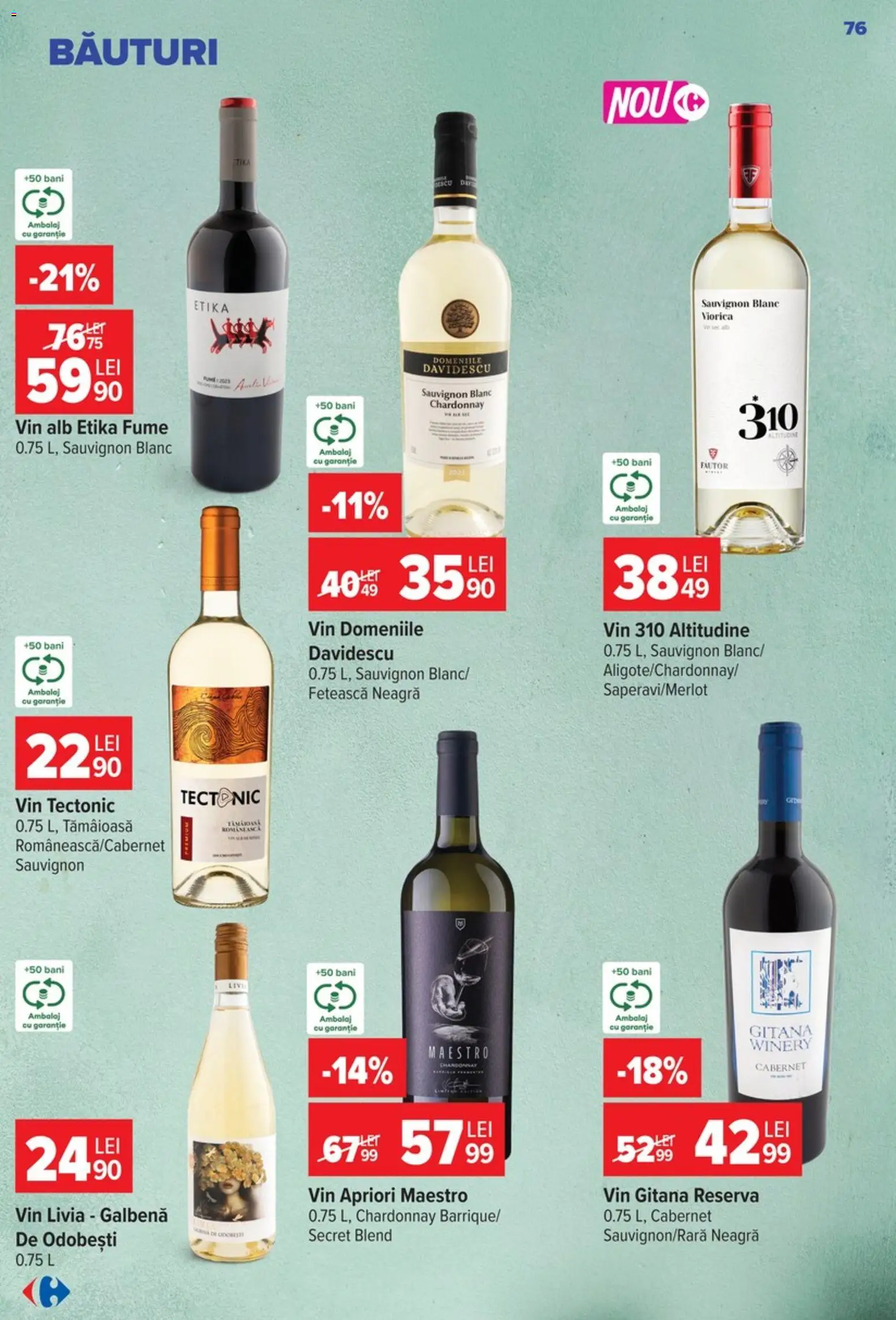 Catalog Carrefour 9 - 21 Septembrie 2026 | Pagina 76 | Produse: Vin alb, Vin, Sauvignon