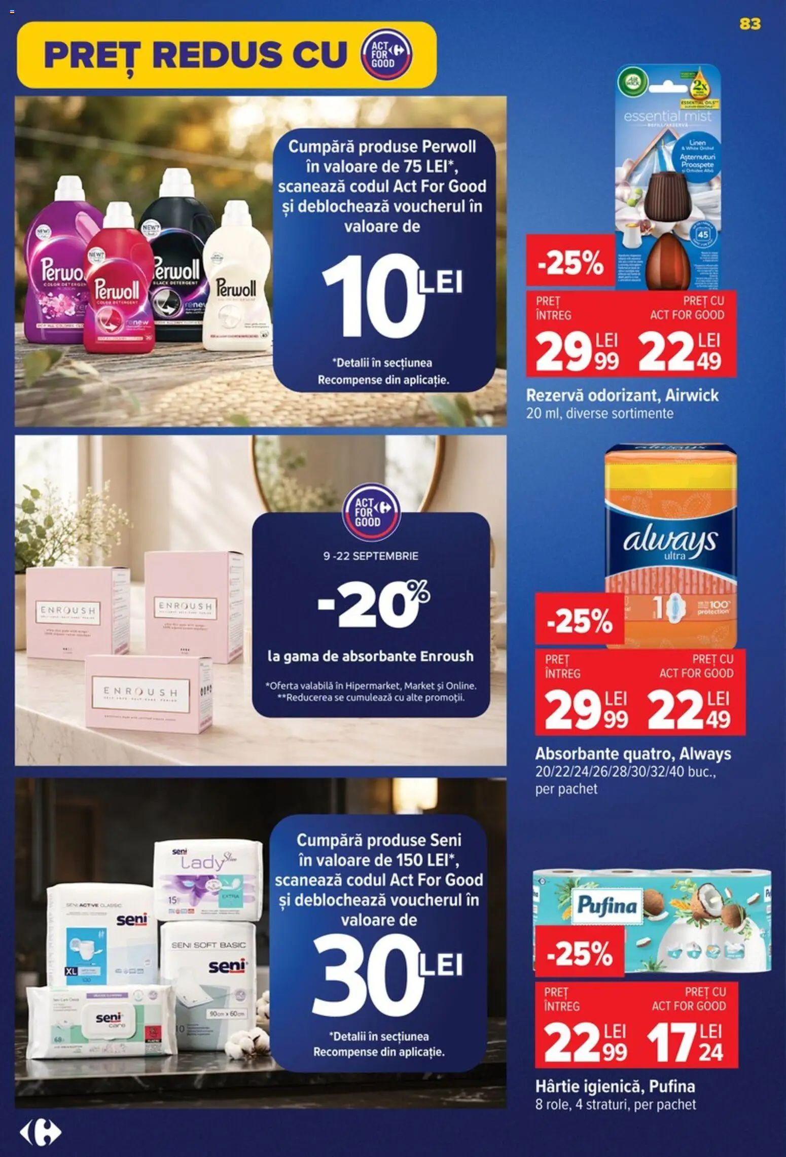 Catalog Carrefour 9 - 21 Septembrie 2026 | Pagina 83 | Produse: Detergent, Absorbante
