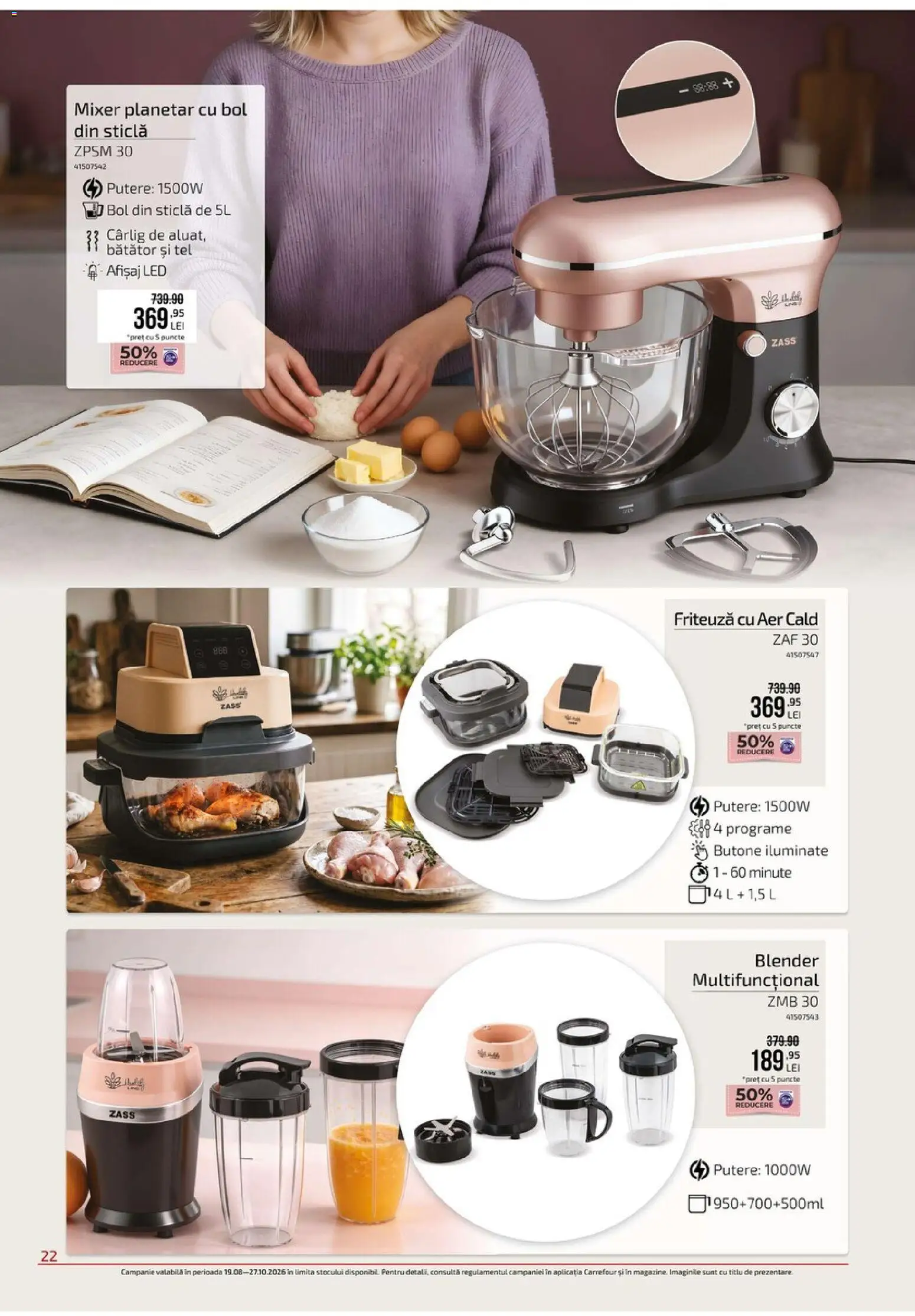 Catalog Carrefour 9 Septembrie - 19 Octombrie 2026 | Pagina 22 | Produse: Friteuza cu aer cald, Bătător, Friteuză, LED