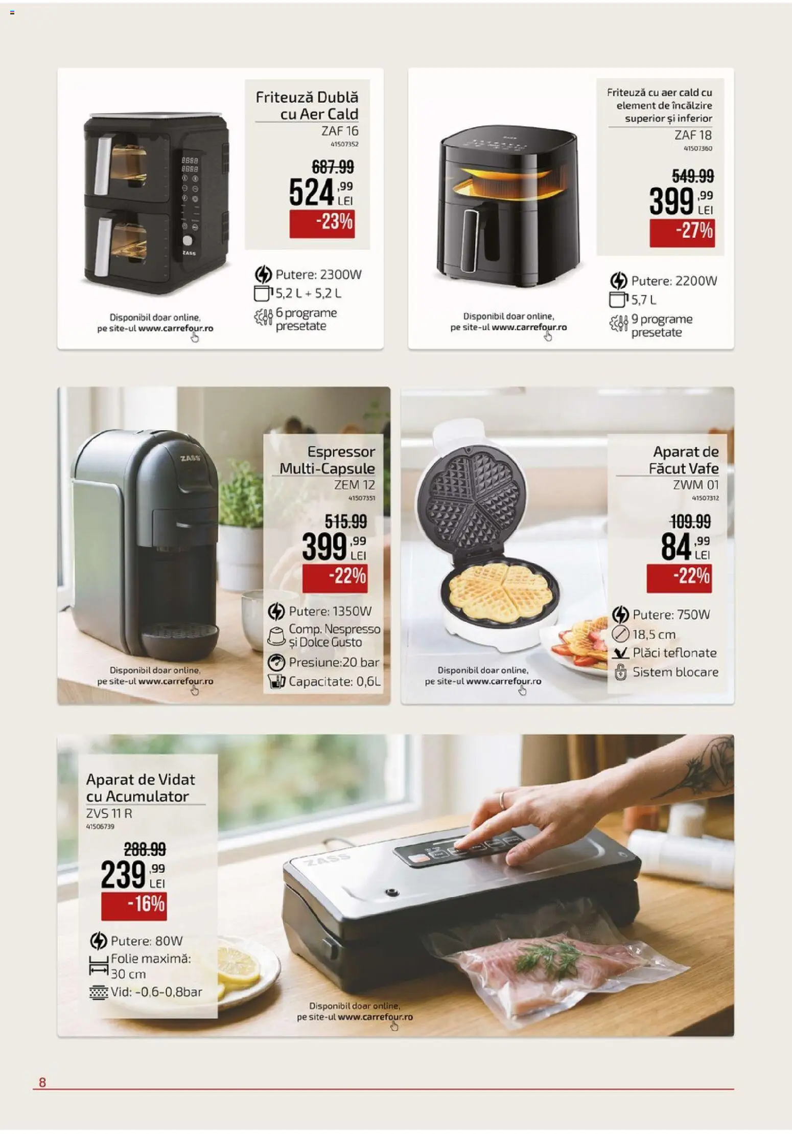 Catalog Carrefour 9 Septembrie - 19 Octombrie 2026 | Pagina 8 | Produse: Espressor, Friteuza cu aer cald, Vafe, Aparat