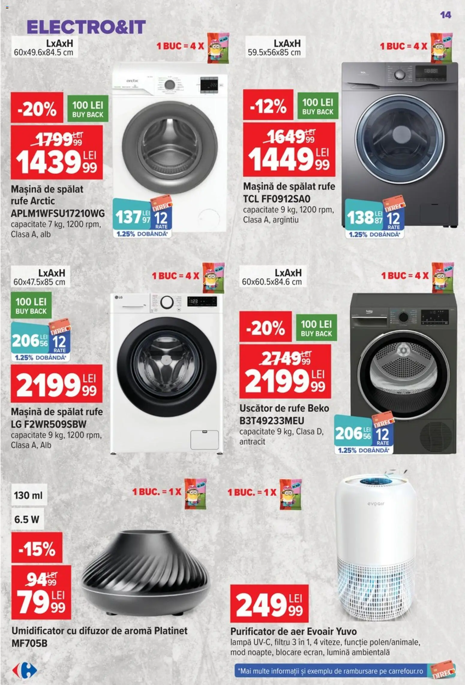 Catalog Carrefour 9 - 21 Septembrie 2026 | Pagina 14 | Produse: Difuzor, Mașină De Spălat, Uscător, Purificator De Aer