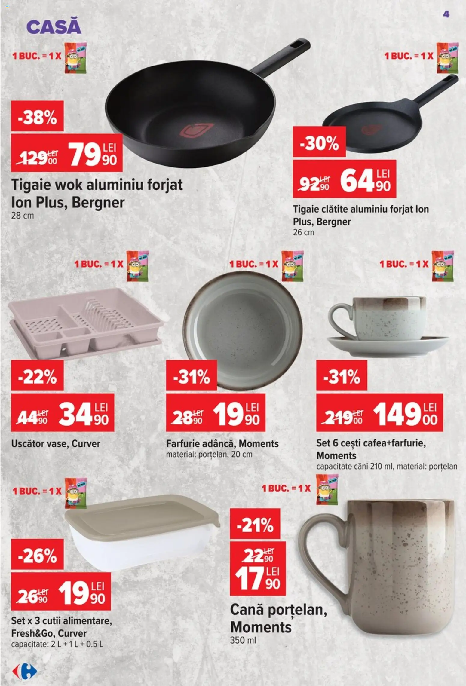 Catalog Carrefour 9 - 21 Septembrie 2026 | Pagina 4 | Produse: Uscător, Tigaie, Clătite, Farfurie