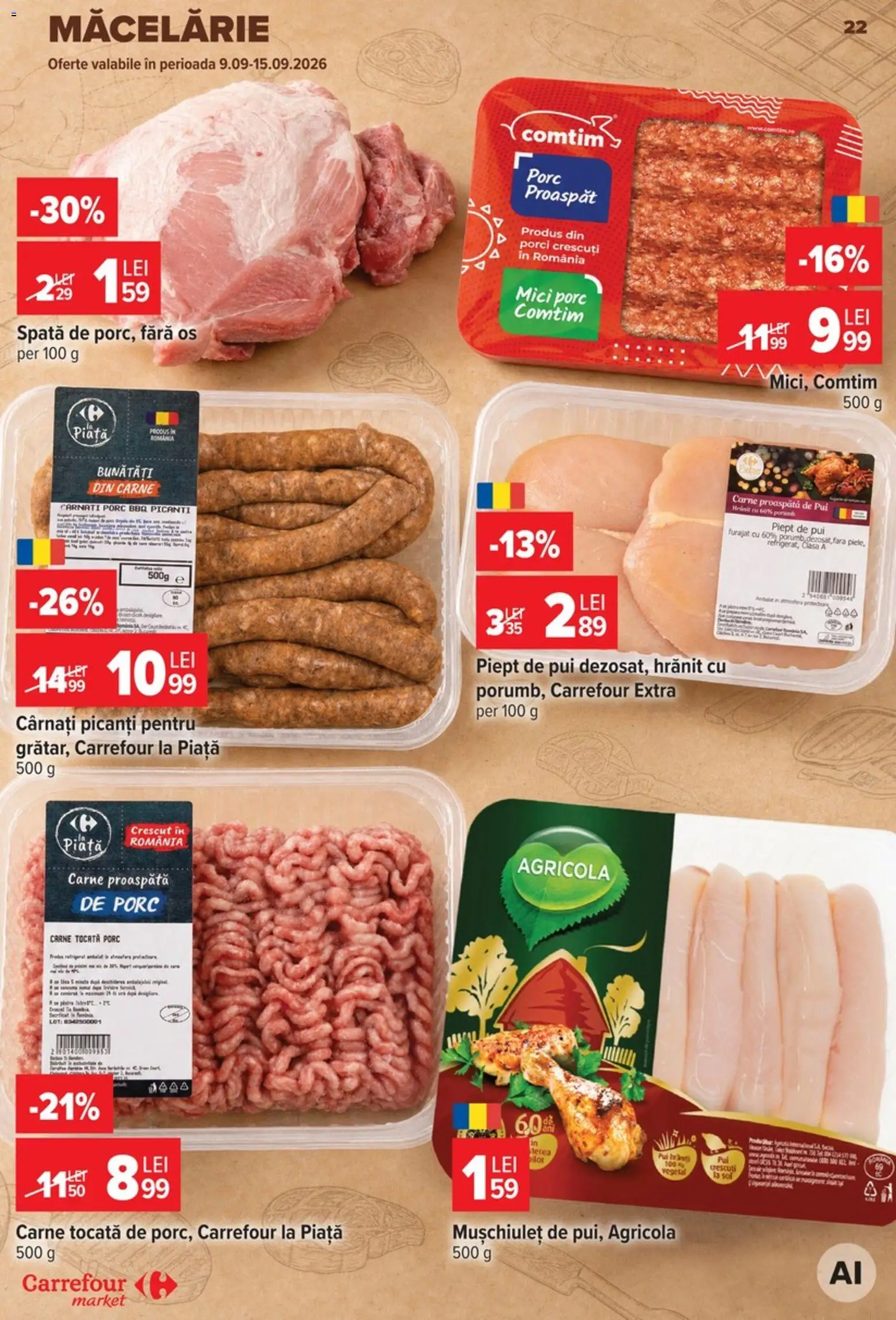 Catalog Carrefour 9 - 21 Septembrie 2026 | Pagina 22 | Produse: Agricola, Mici, Carne tocată, Cârnați