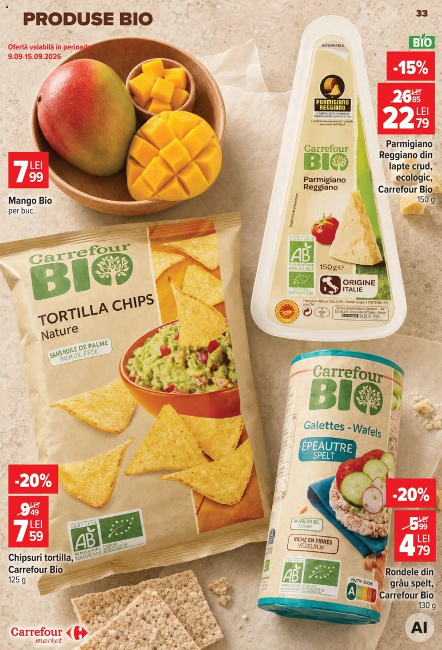 Catalog Carrefour 9 - 21 Septembrie 2026 | Pagina 33 | Produse: Bio, Lapte, Chipsuri, Mango