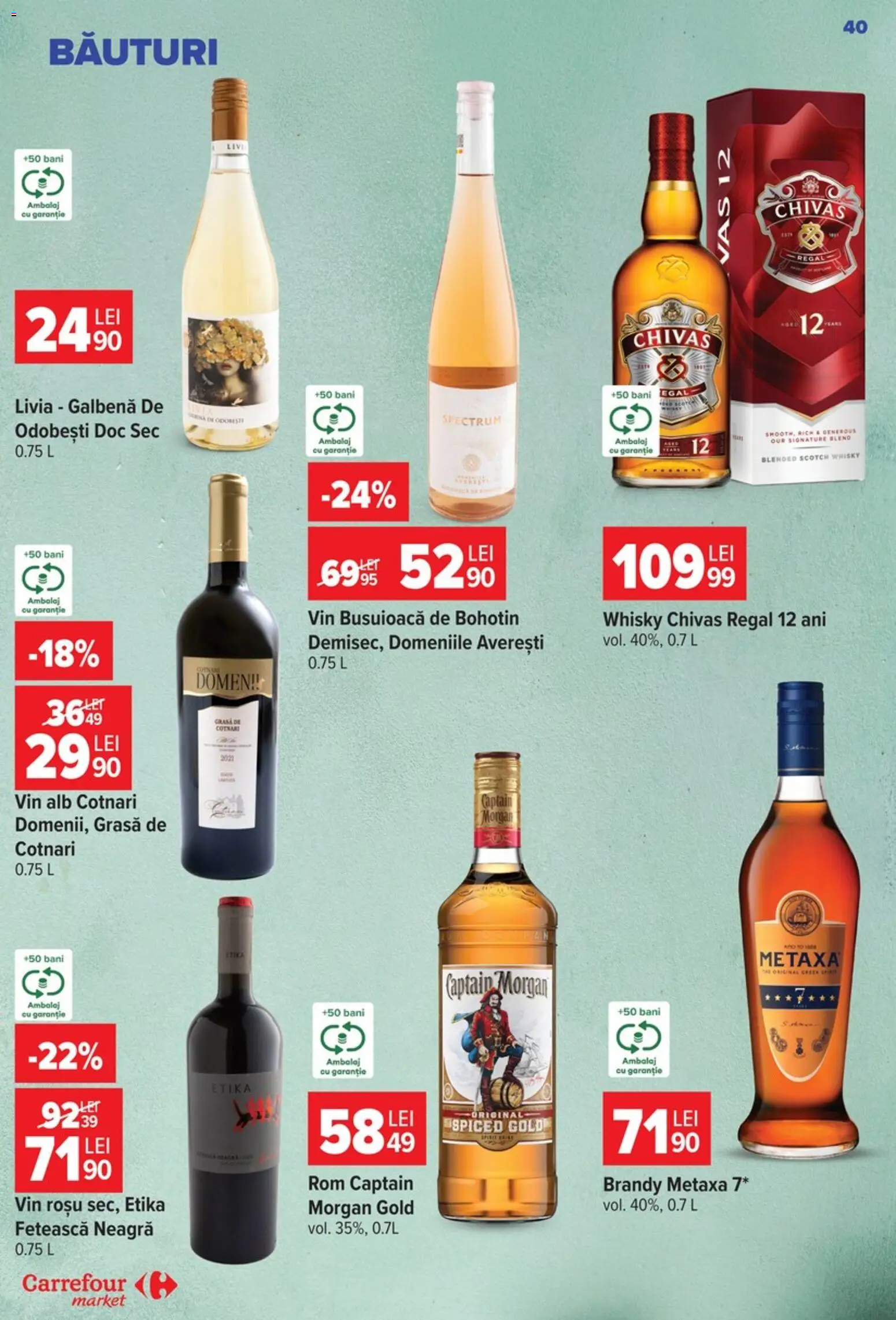 Catalog Carrefour 9 - 21 Septembrie 2026 | Pagina 40 | Produse: Vin alb, Scotch Whisky, Metaxa, Vin