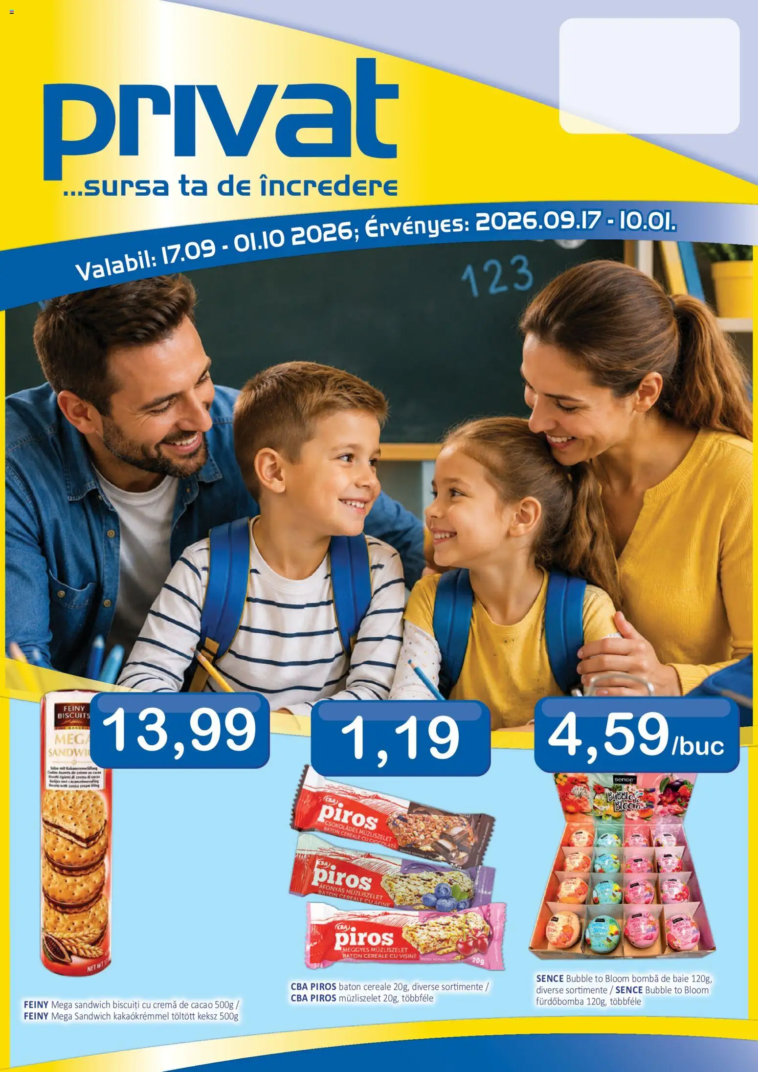 Catalog CBA 17 - 30 Septembrie 2026 | Pagina 1 | Produse: Cereale, Baton cereale, Cacao, Biscuiți