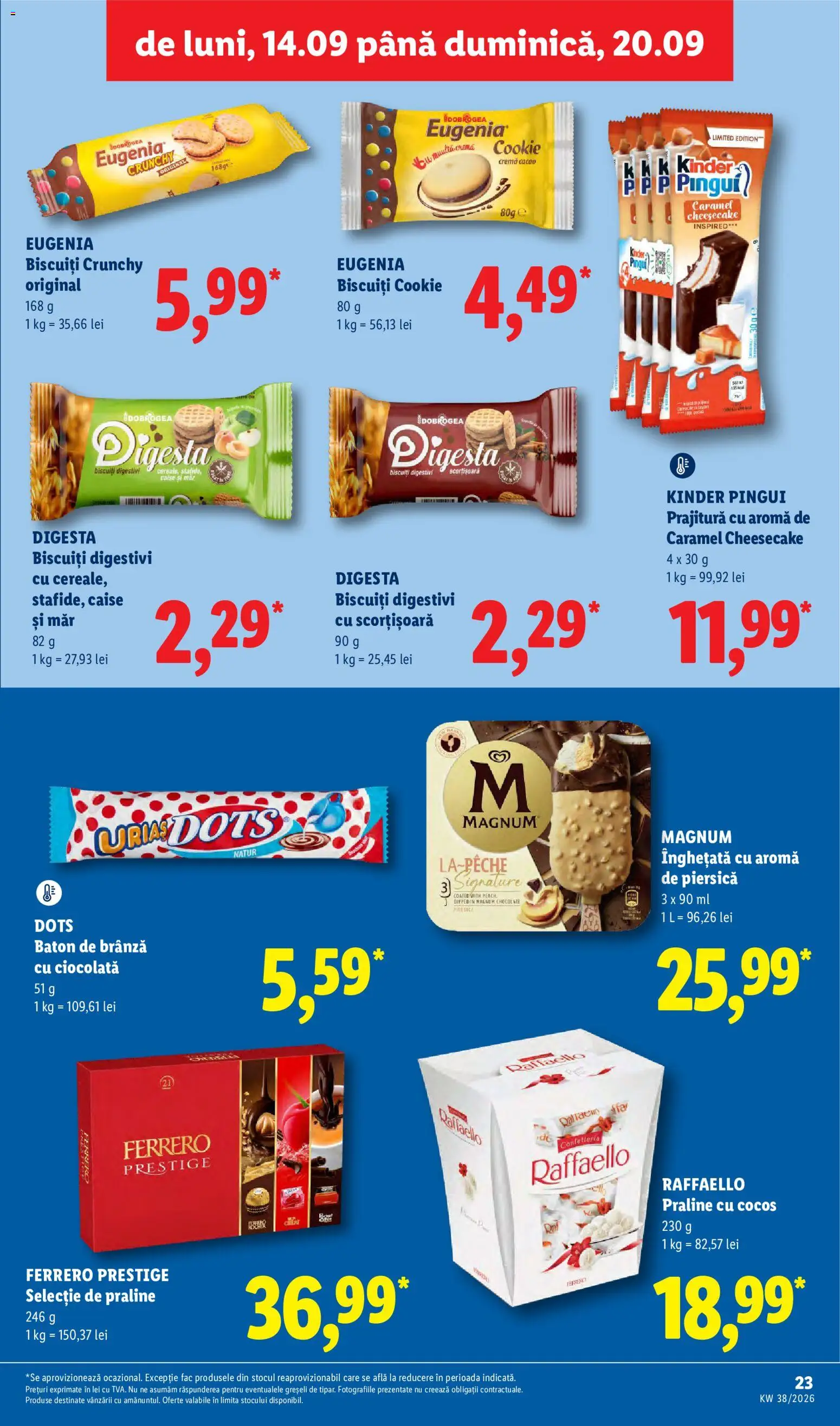 Catalog LIDL 14 - 19 Septembrie 2026 | Pagina 23 | Produse: Prăjitură, Ciocolată, Biscuiți, Înghețată