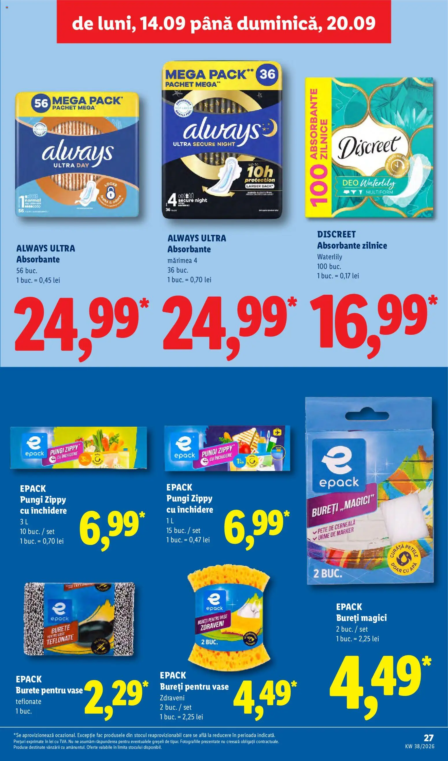 Catalog LIDL 14 - 19 Septembrie 2026 | Pagina 27 | Produse: Top, Vase, Burete, Absorbante