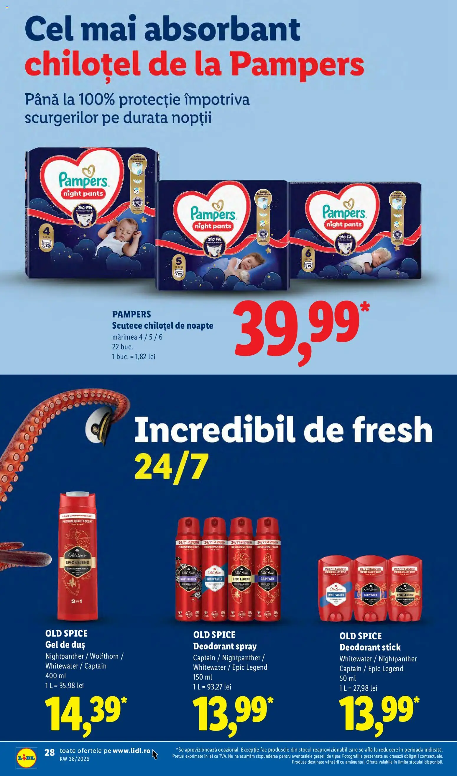 Catalog LIDL 14 - 19 Septembrie 2026 | Pagina 28 | Produse: Old Spice, Duș, Gel de duș, Scutece