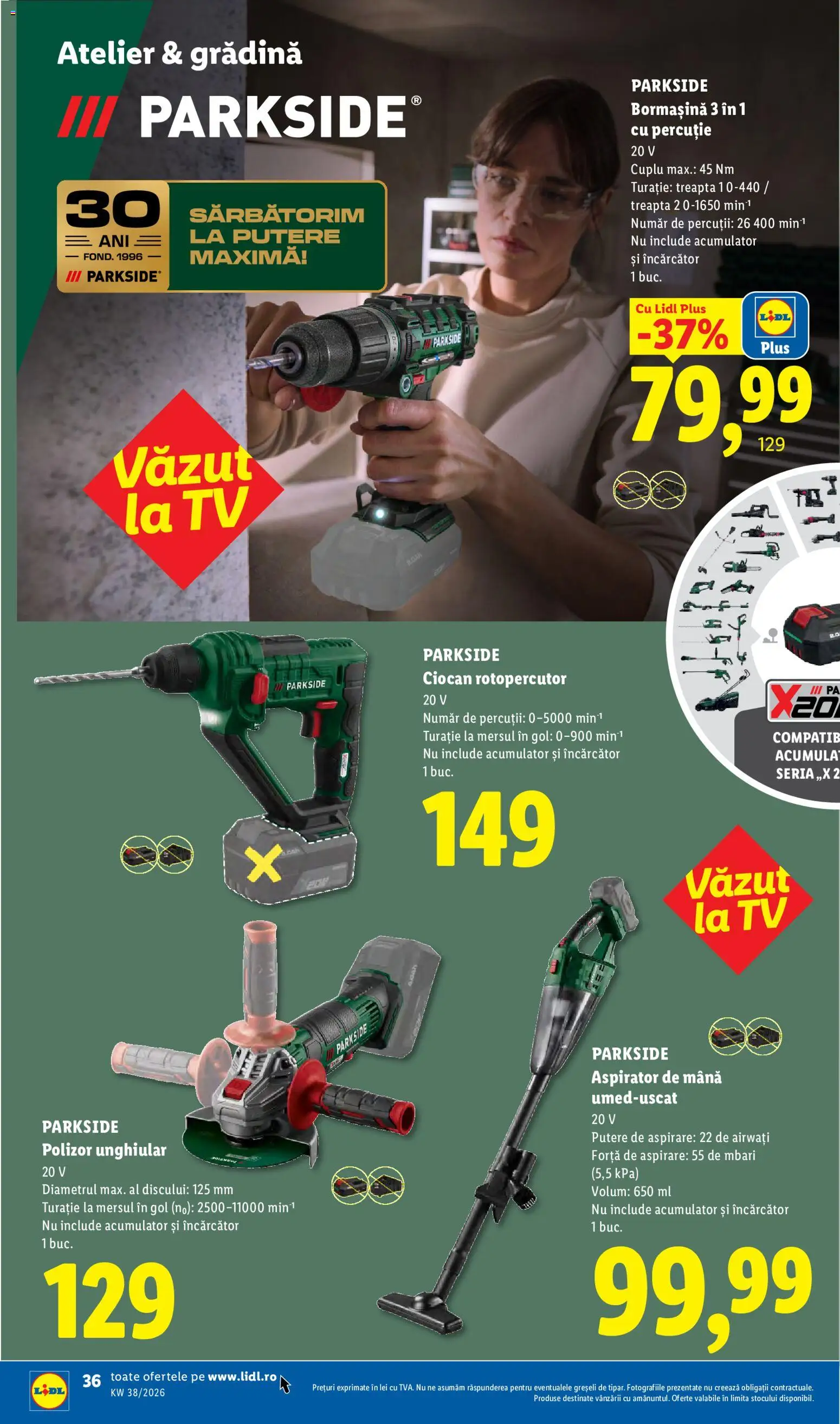Catalog LIDL 14 - 19 Septembrie 2026 | Pagina 36 | Produse: Încărcător, Ciocan rotopercutor, Polizor, Polizor Unghiular