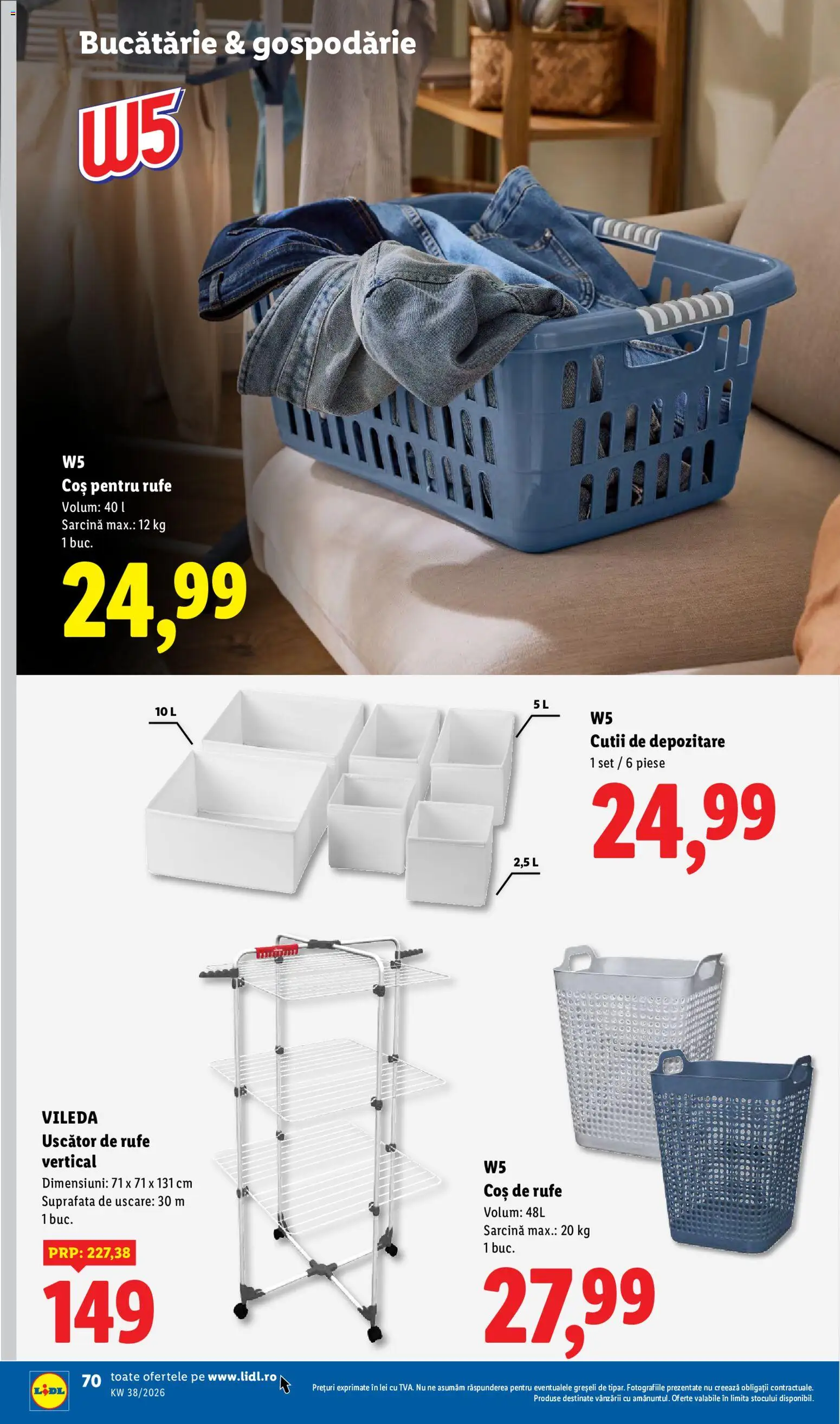 Catalog LIDL 14 - 19 Septembrie 2026 | Pagina 70 | Produse: Bucătărie, Coș De Rufe, Vileda, Depozitare